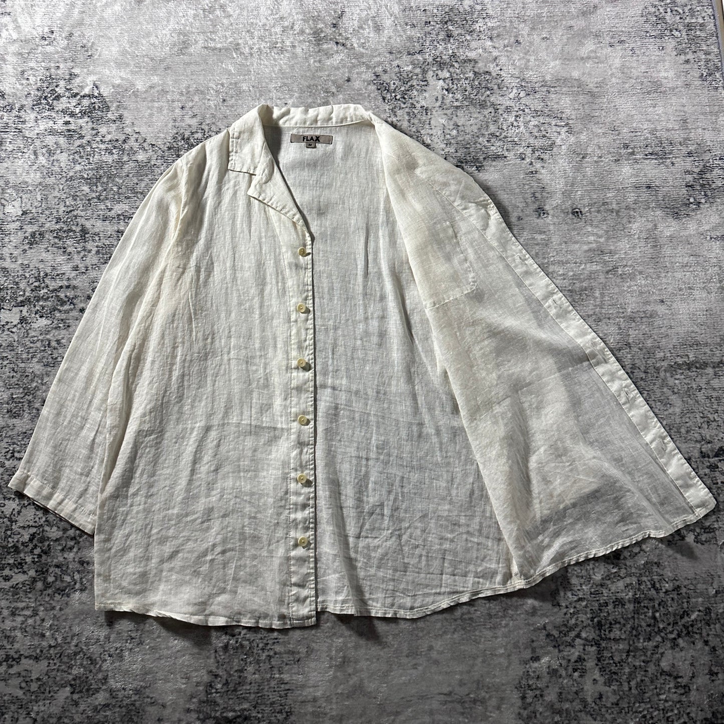 FLAX 100% Linen White Long Sleeve Shirt – M