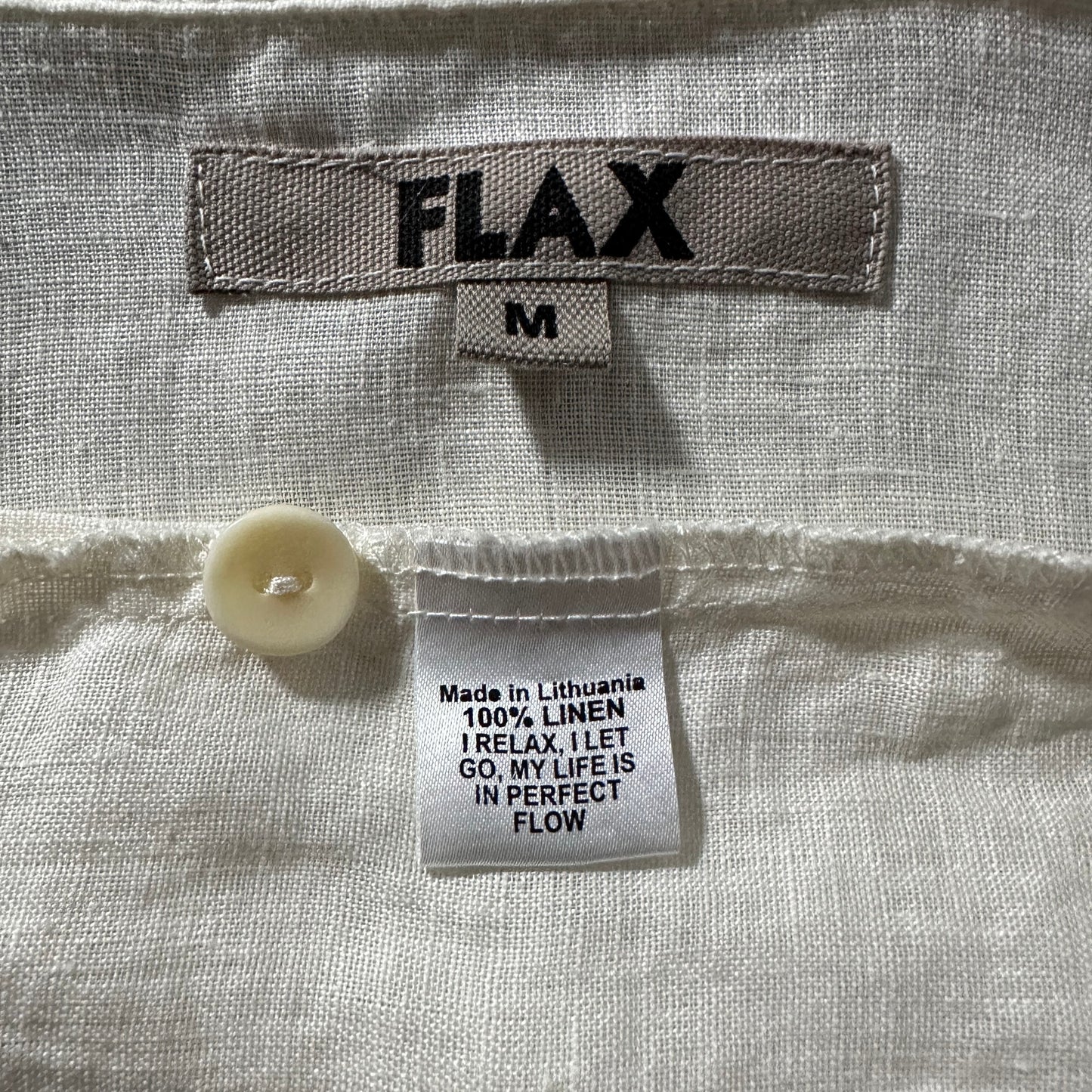 FLAX 100% Linen White Long Sleeve Shirt – M
