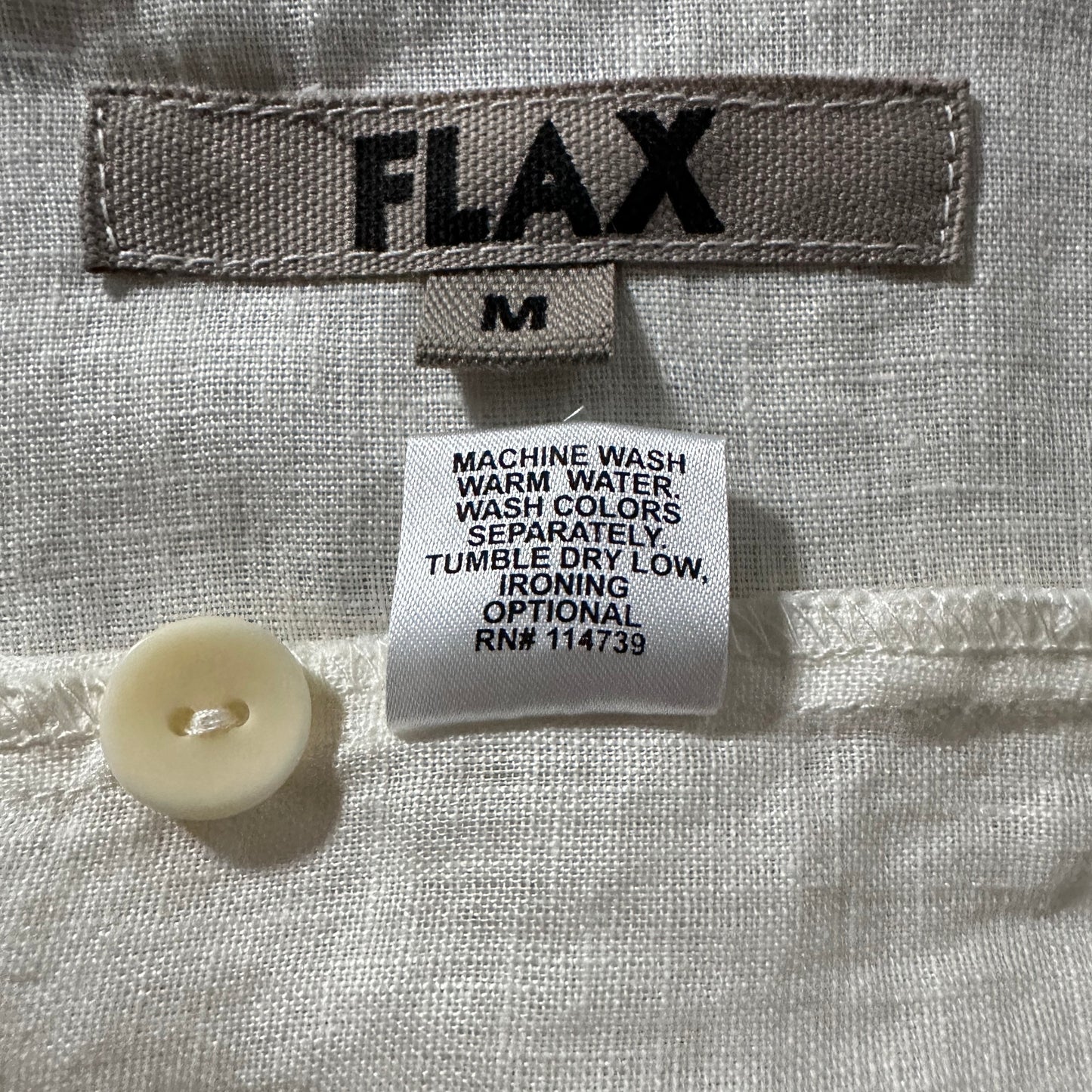 FLAX 100% Linen White Long Sleeve Shirt – M