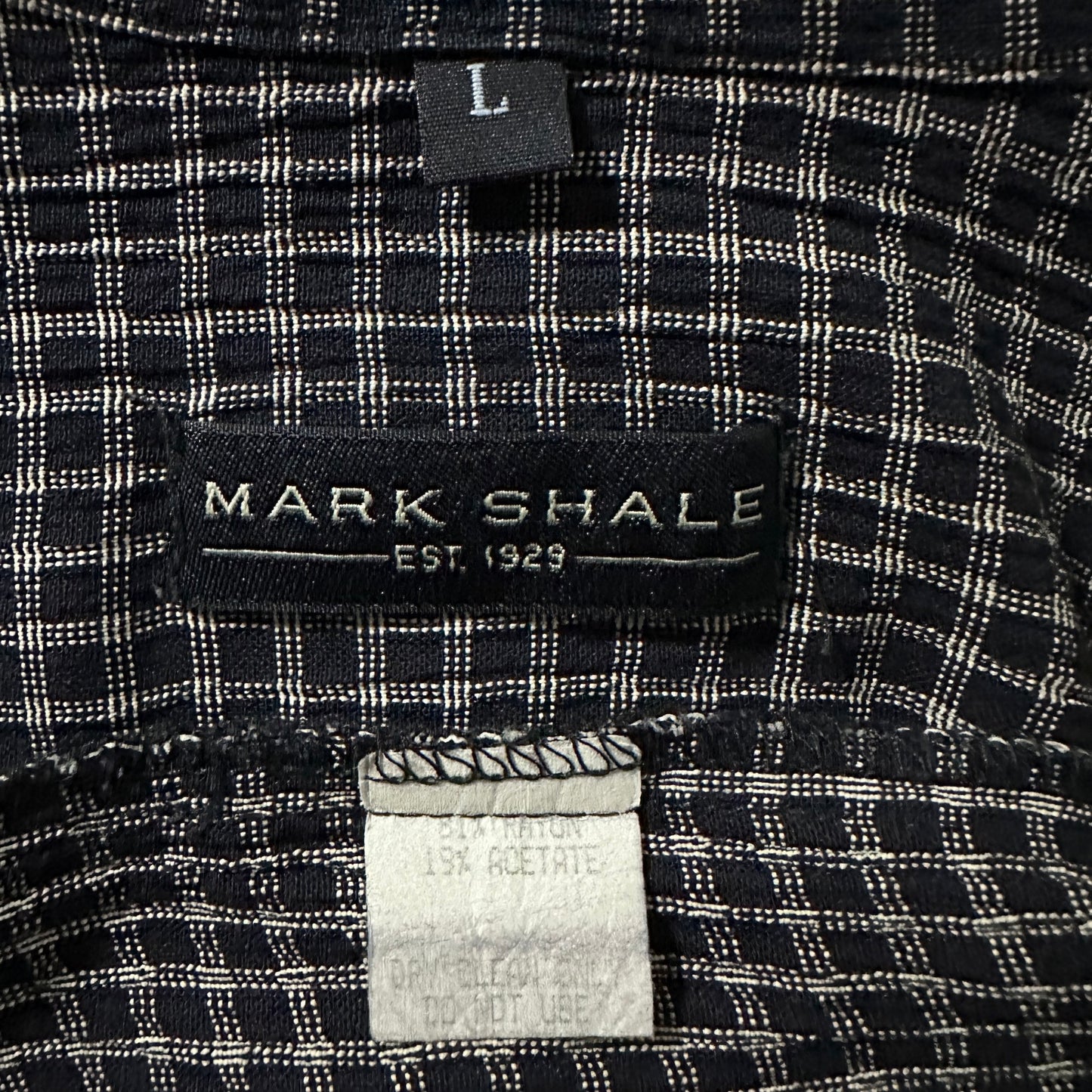 Rayon　Black Beige Check Short Sleeve Shirt – L