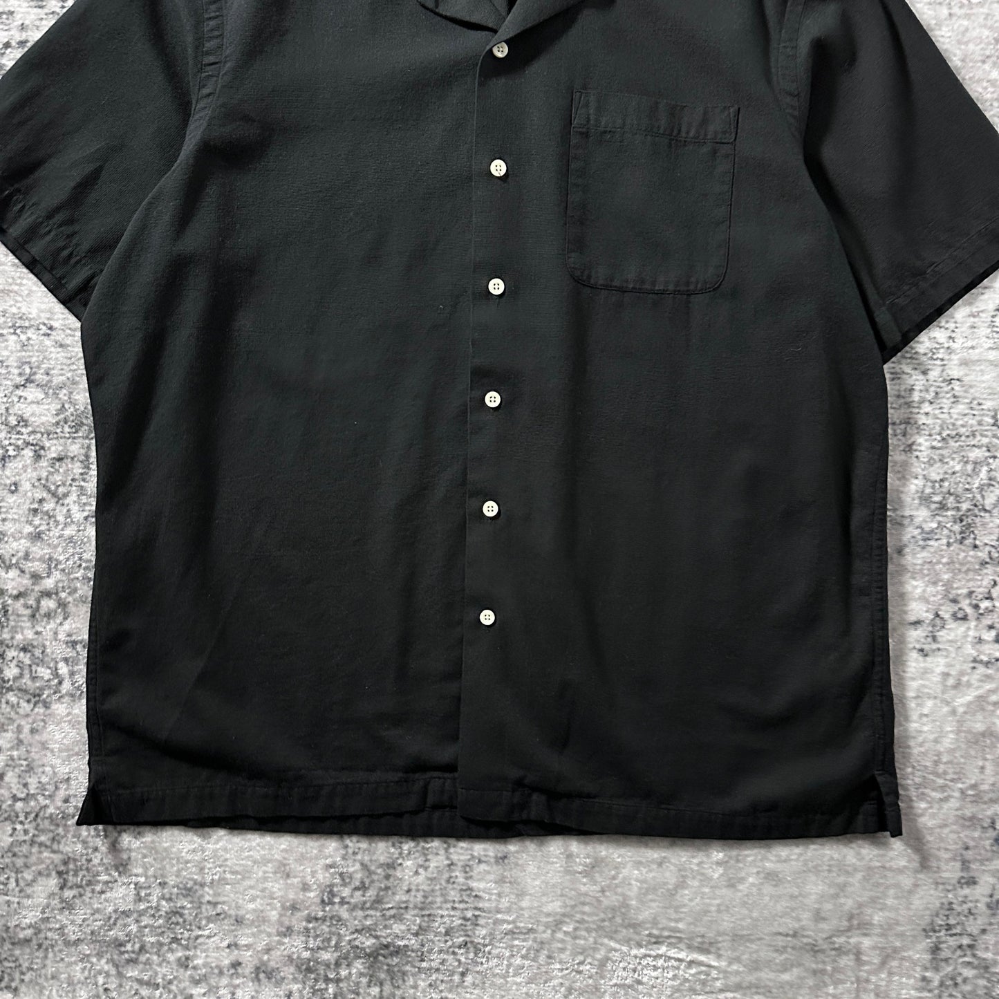 Polo by Ralph Lauren Black Textured Open Collar Short Sleeve Shirt – XL