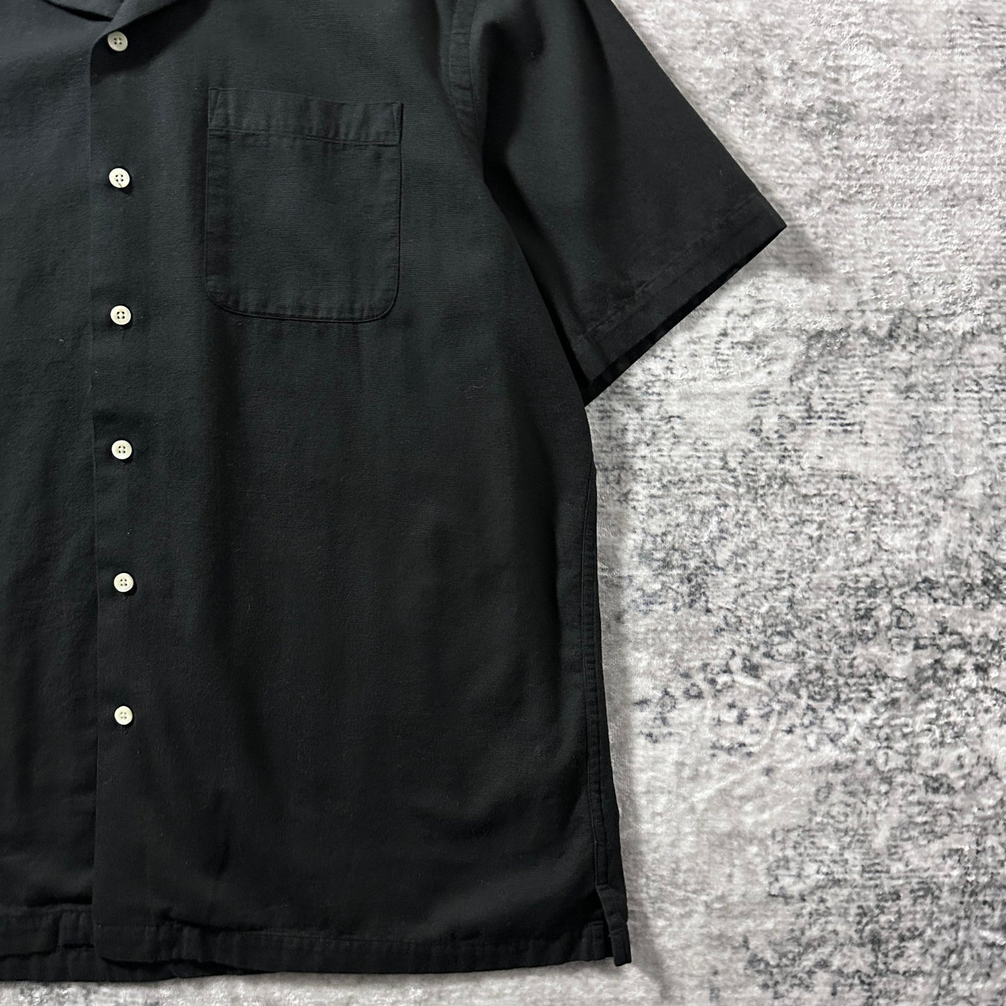 Polo by Ralph Lauren Black Textured Open Collar Short Sleeve Shirt – XL