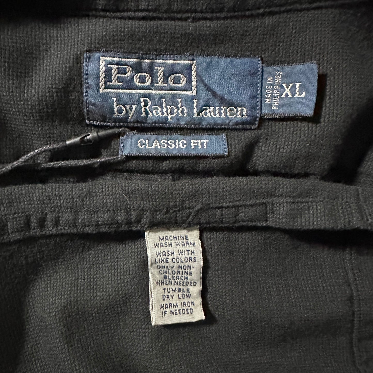 Polo by Ralph Lauren Black Textured Open Collar Short Sleeve Shirt – XL