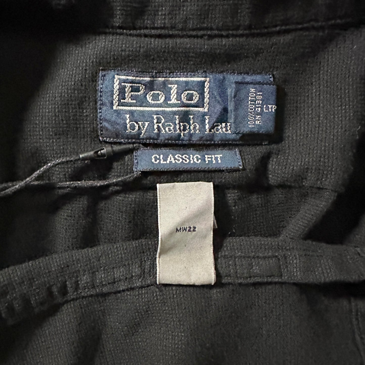 Polo by Ralph Lauren Black Textured Open Collar Short Sleeve Shirt – XL