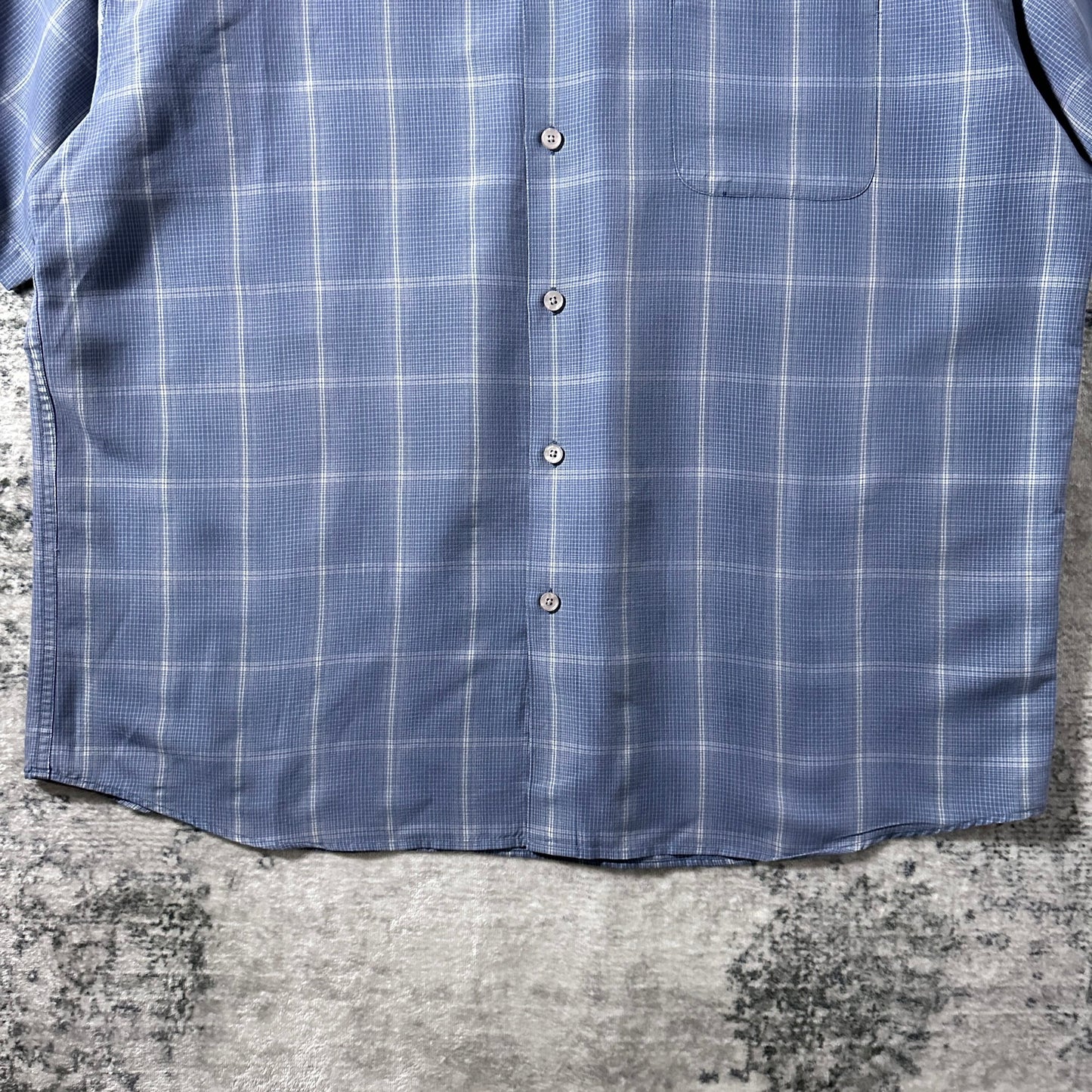 Perry Ellis Rayon Blue Check Short Sleeve Shirt – XL