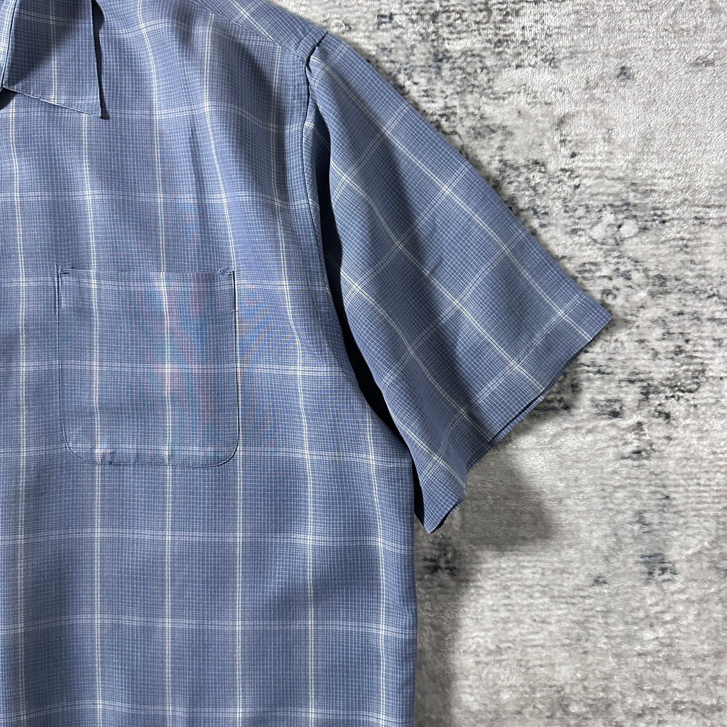 Perry Ellis Rayon Blue Check Short Sleeve Shirt – XL