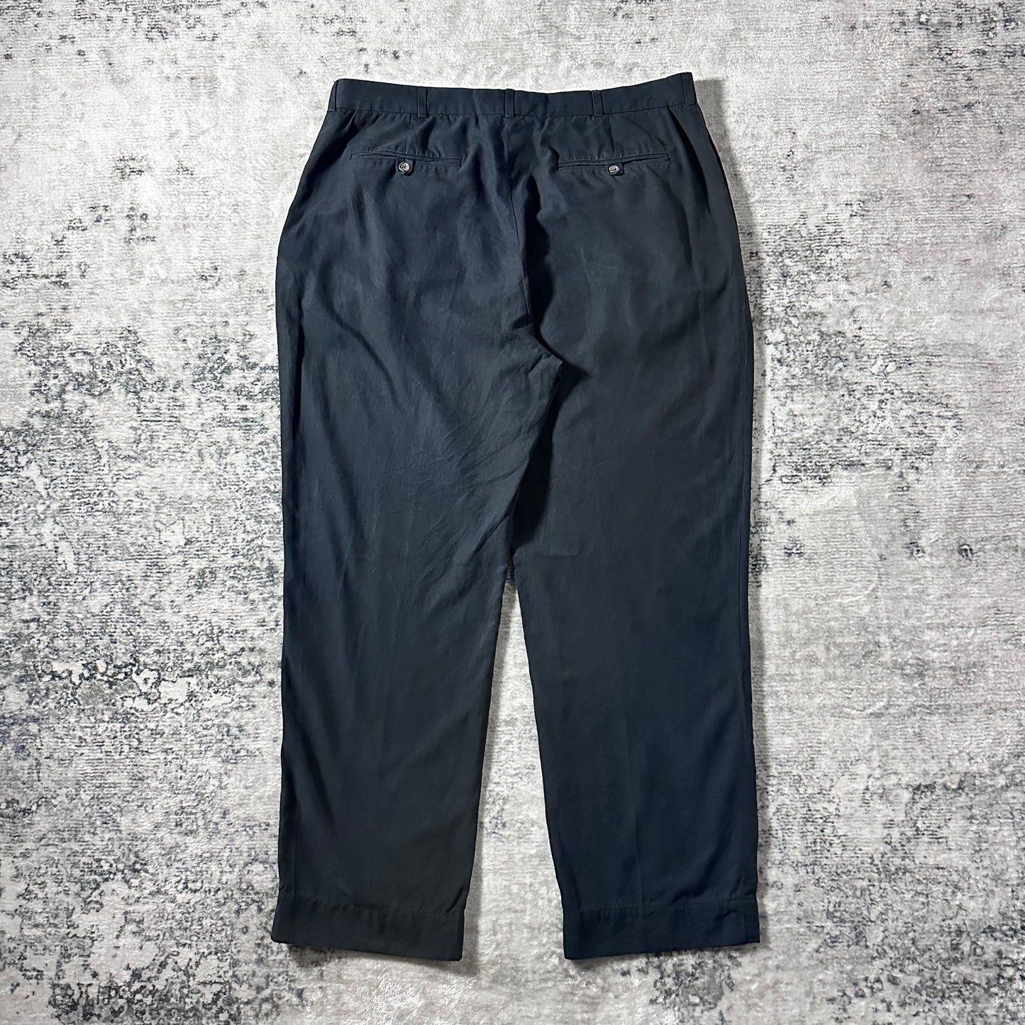 Silk Cotton Pleated Black Trousers – 34/34　Polo Ralph Lauren