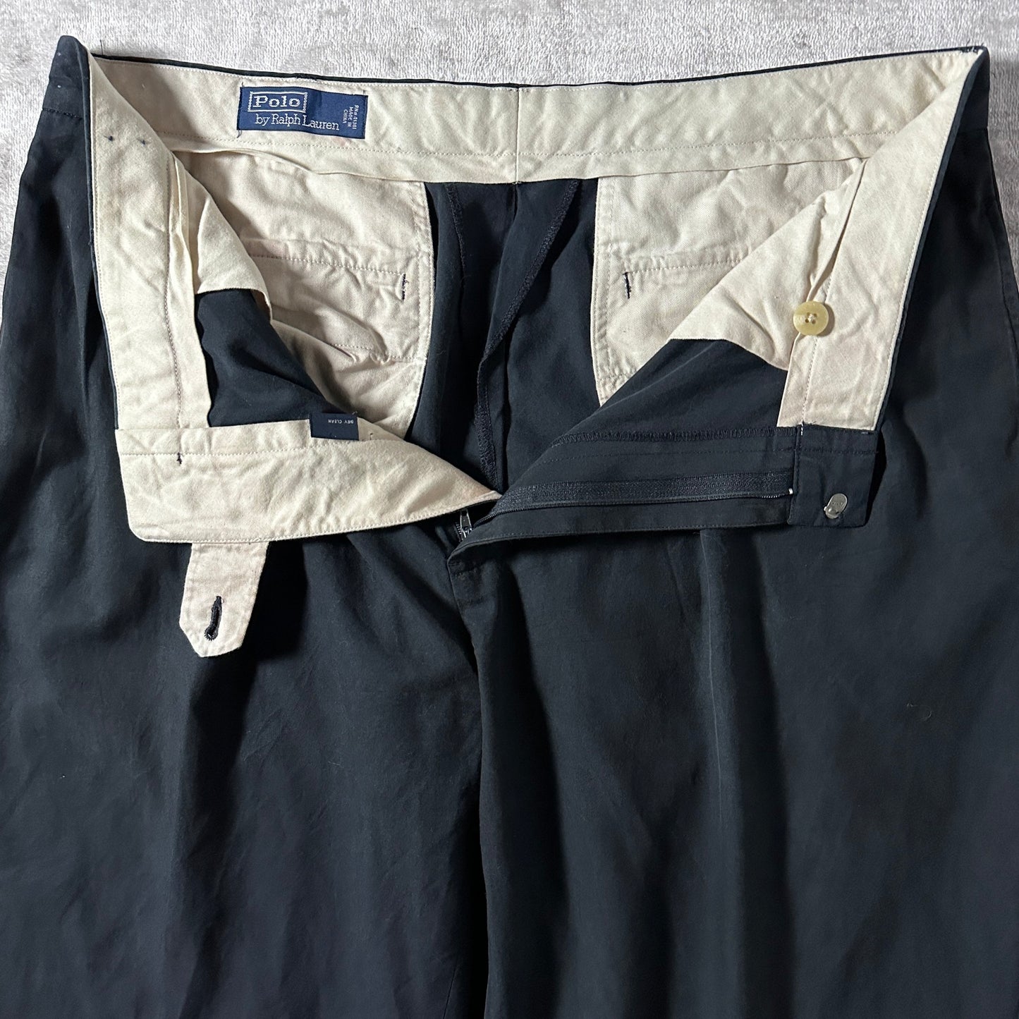 Silk Cotton Pleated Black Trousers – 34/34　Polo Ralph Lauren