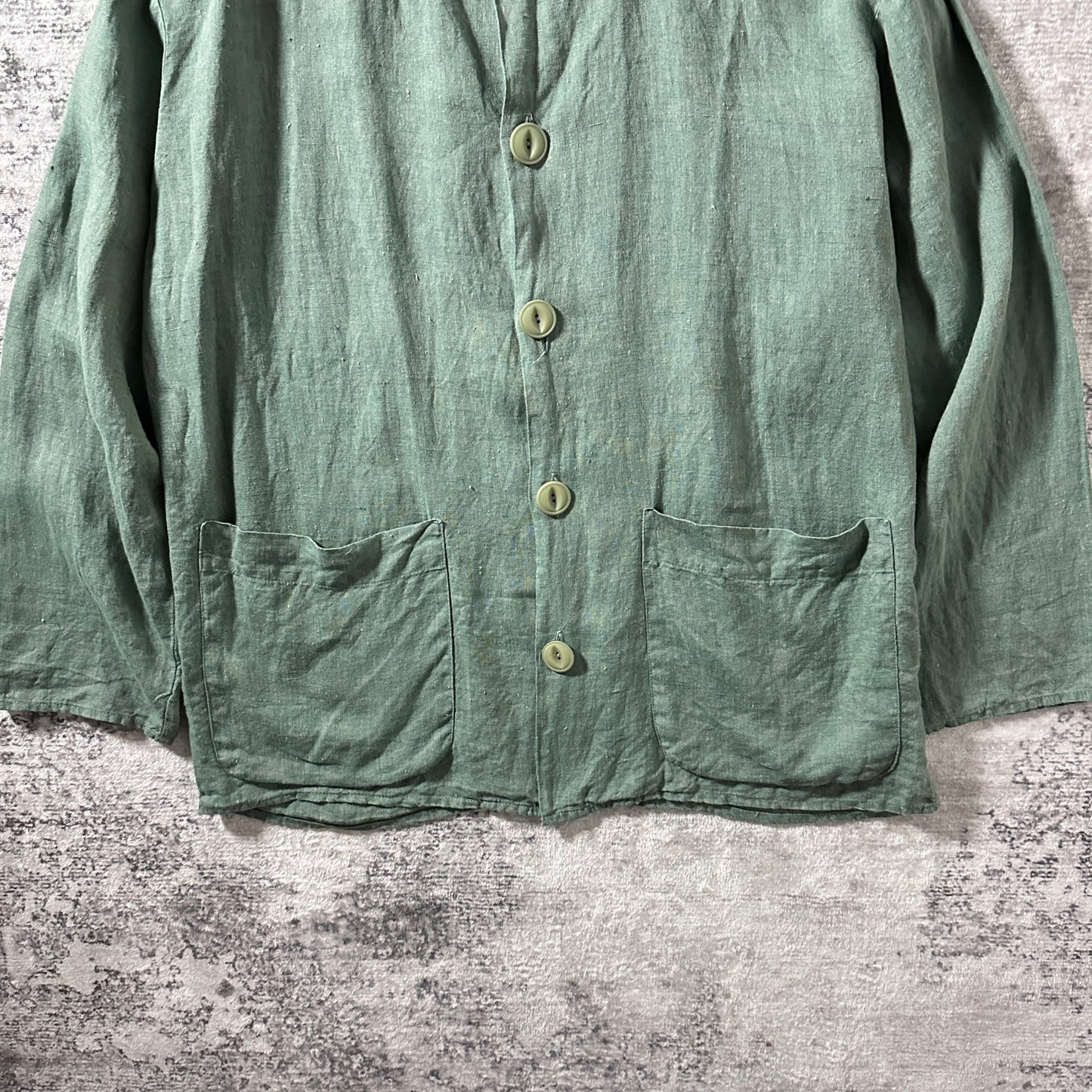 FLAX Linen Sage Green Shirt Jacket – S