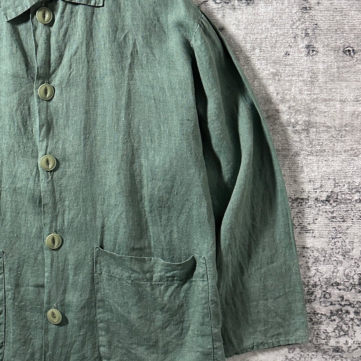 FLAX Linen Sage Green Shirt Jacket – S