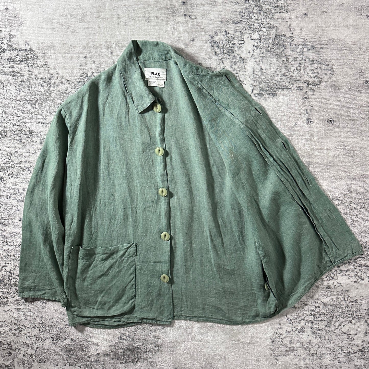FLAX Linen Sage Green Shirt Jacket – S