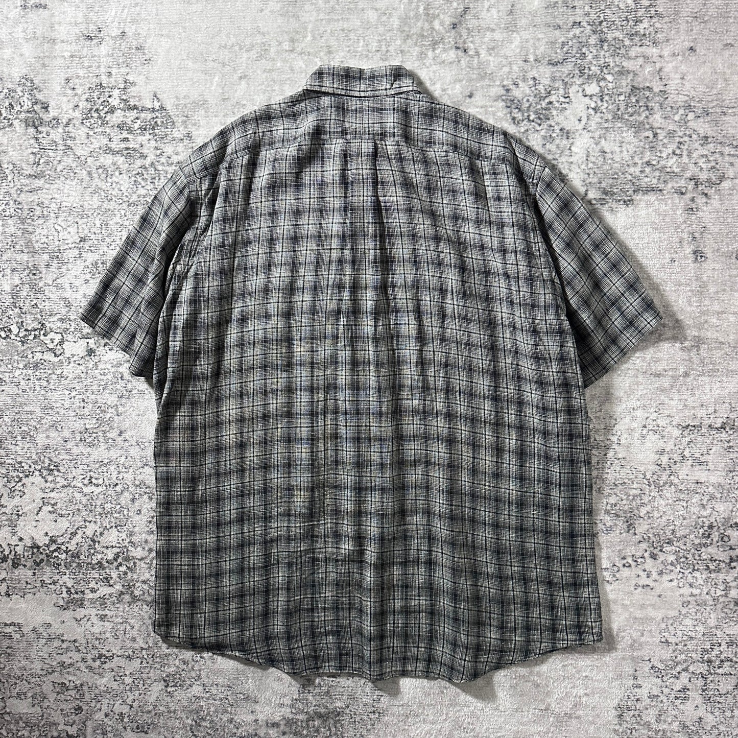 Ralph Lauren 100% Linen Black Plaid Short Sleeve Shirt – XL