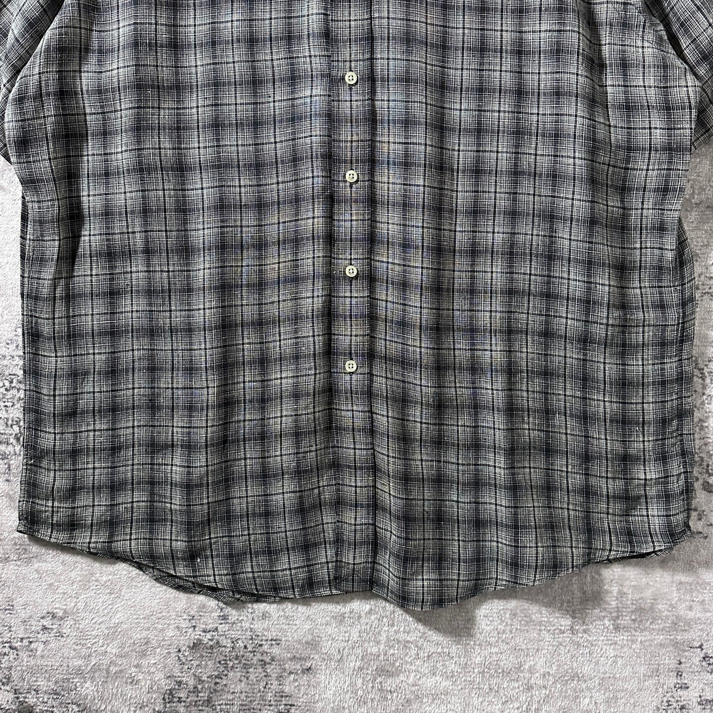 Ralph Lauren 100% Linen Black Plaid Short Sleeve Shirt – XL