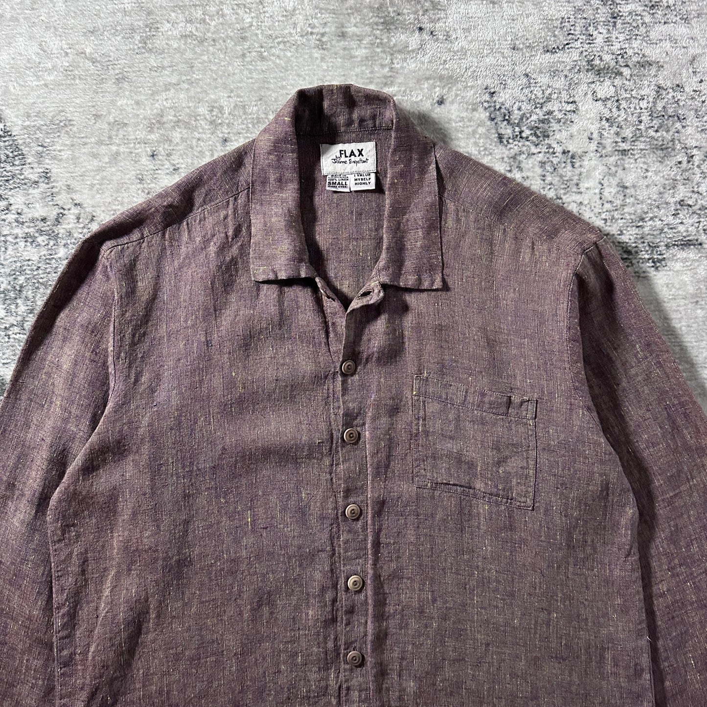 FLAX 100% Linen Smoky Plum Long Sleeve Shirt – Small