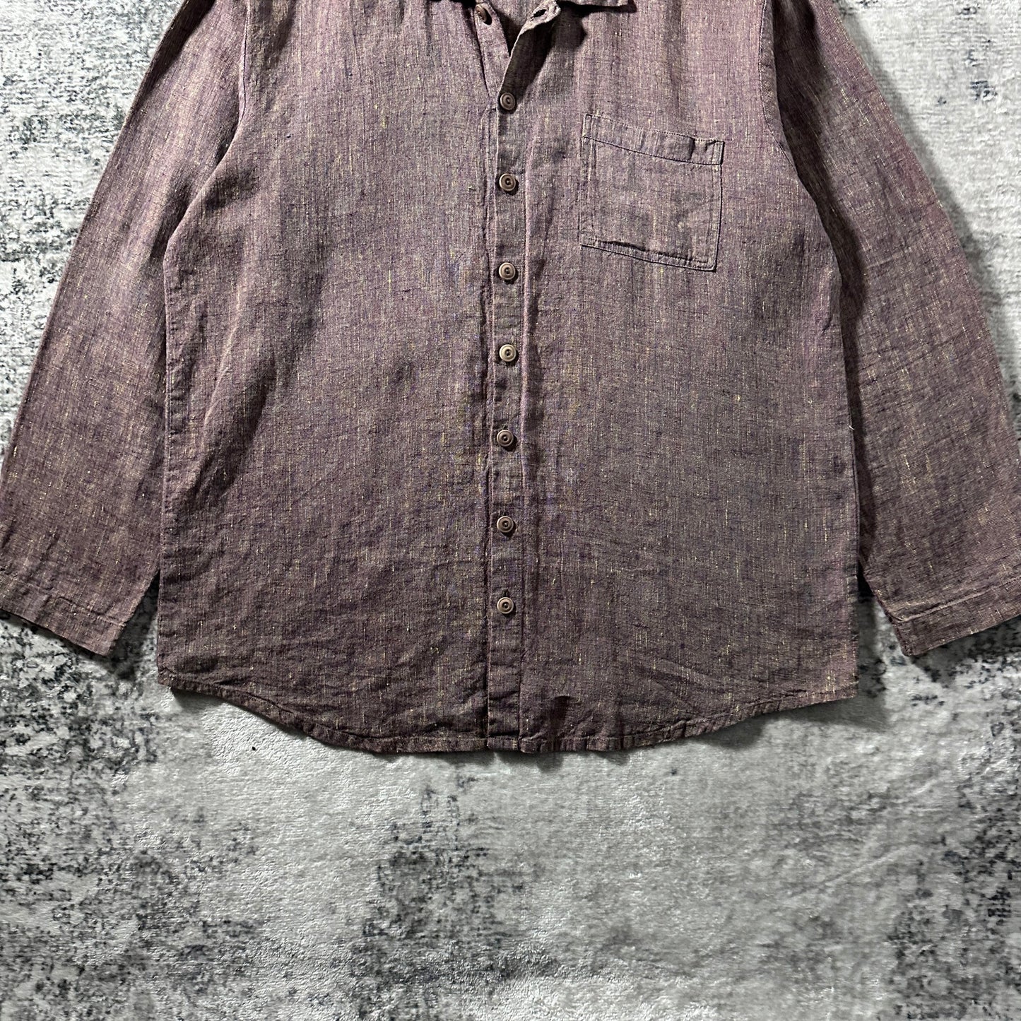 FLAX 100% Linen Smoky Plum Long Sleeve Shirt – Small