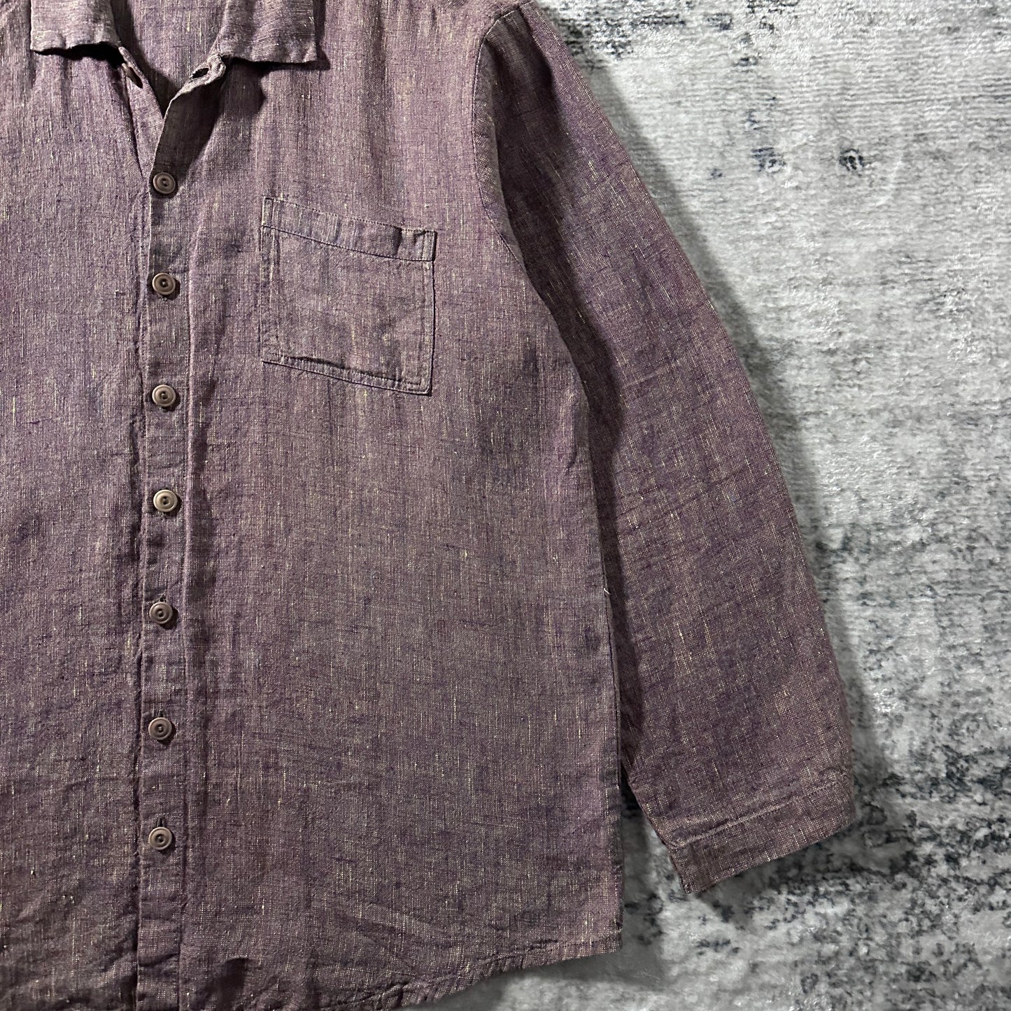 FLAX 100% Linen Smoky Plum Long Sleeve Shirt – Small