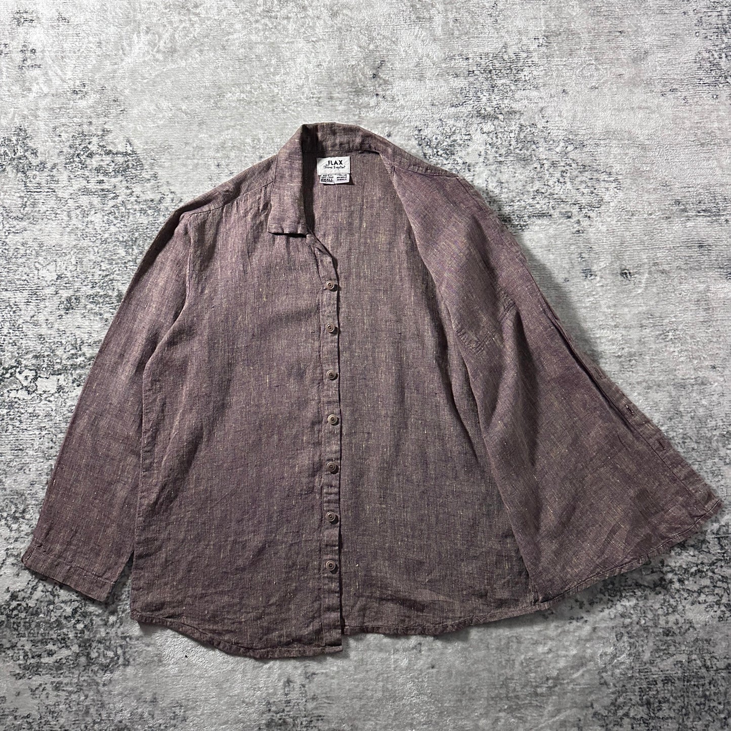 FLAX 100% Linen Smoky Plum Long Sleeve Shirt – Small