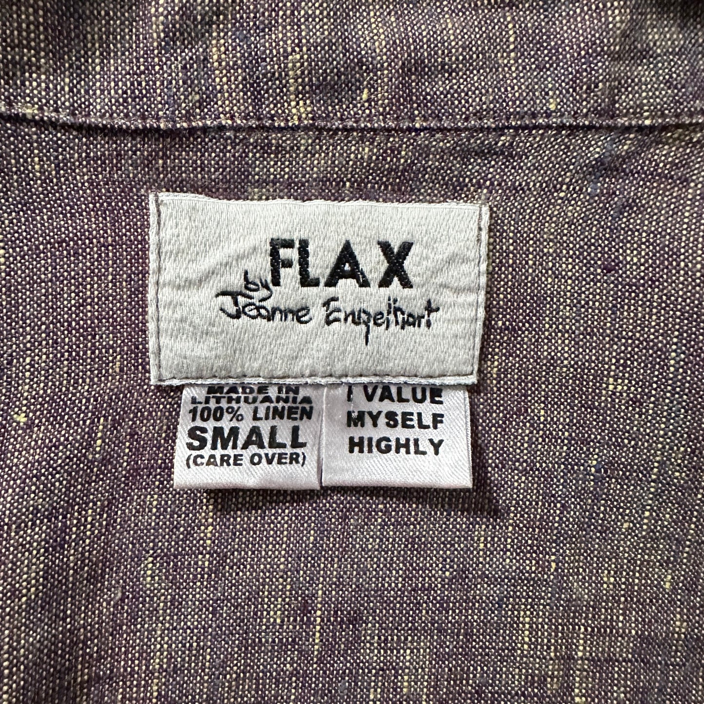 FLAX 100% Linen Smoky Plum Long Sleeve Shirt – Small