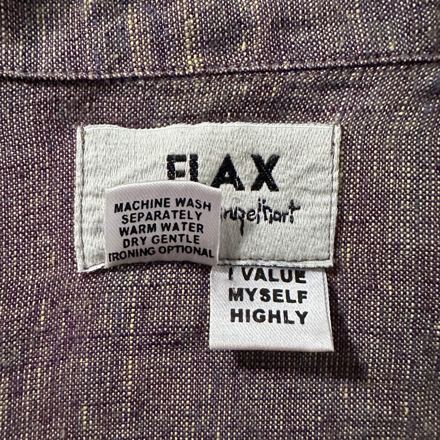 FLAX 100% Linen Smoky Plum Long Sleeve Shirt – Small