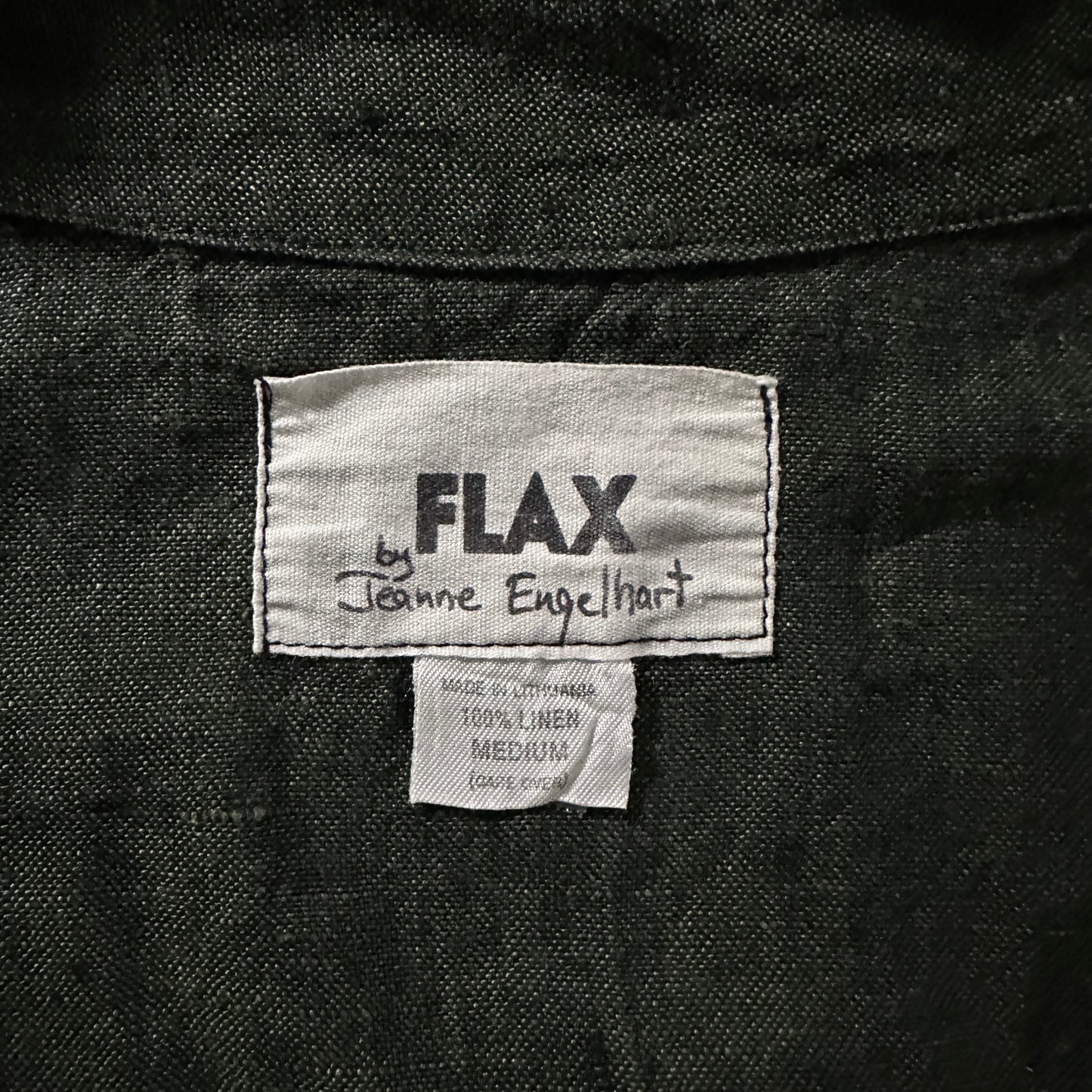 FLAX Linen Dark Green Double-Breasted Jacket – M