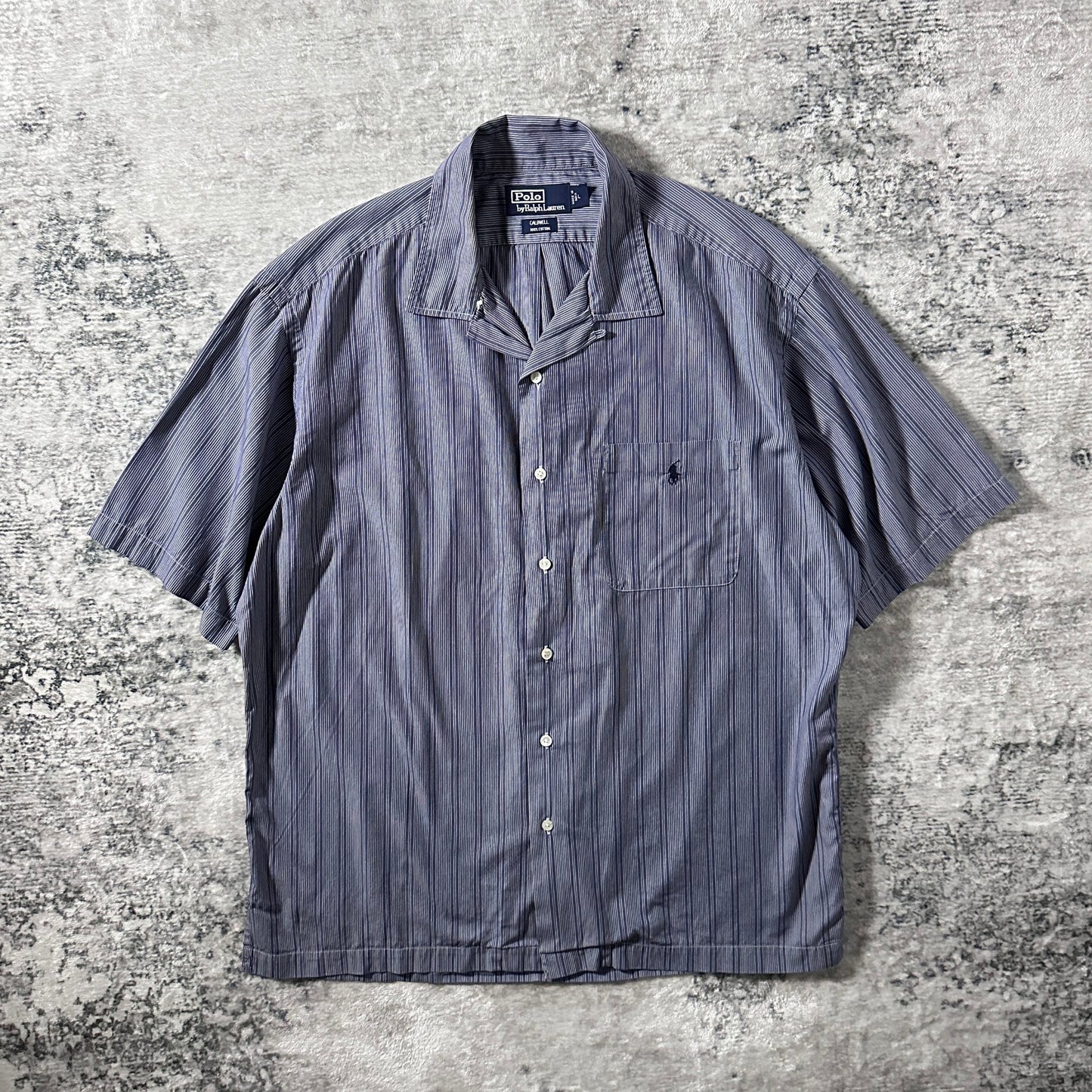 Polo by Ralph Lauren Caldwell Cotton Navy Stripe Camp Shirt – L