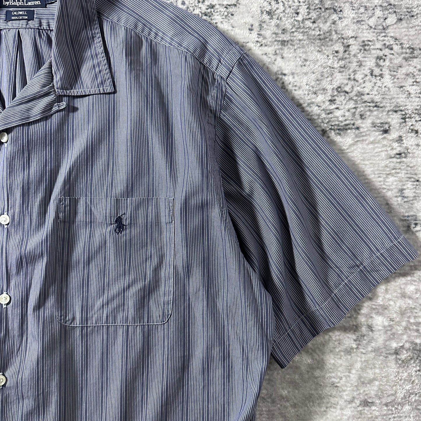 Polo by Ralph Lauren Caldwell Cotton Navy Stripe Camp Shirt – L