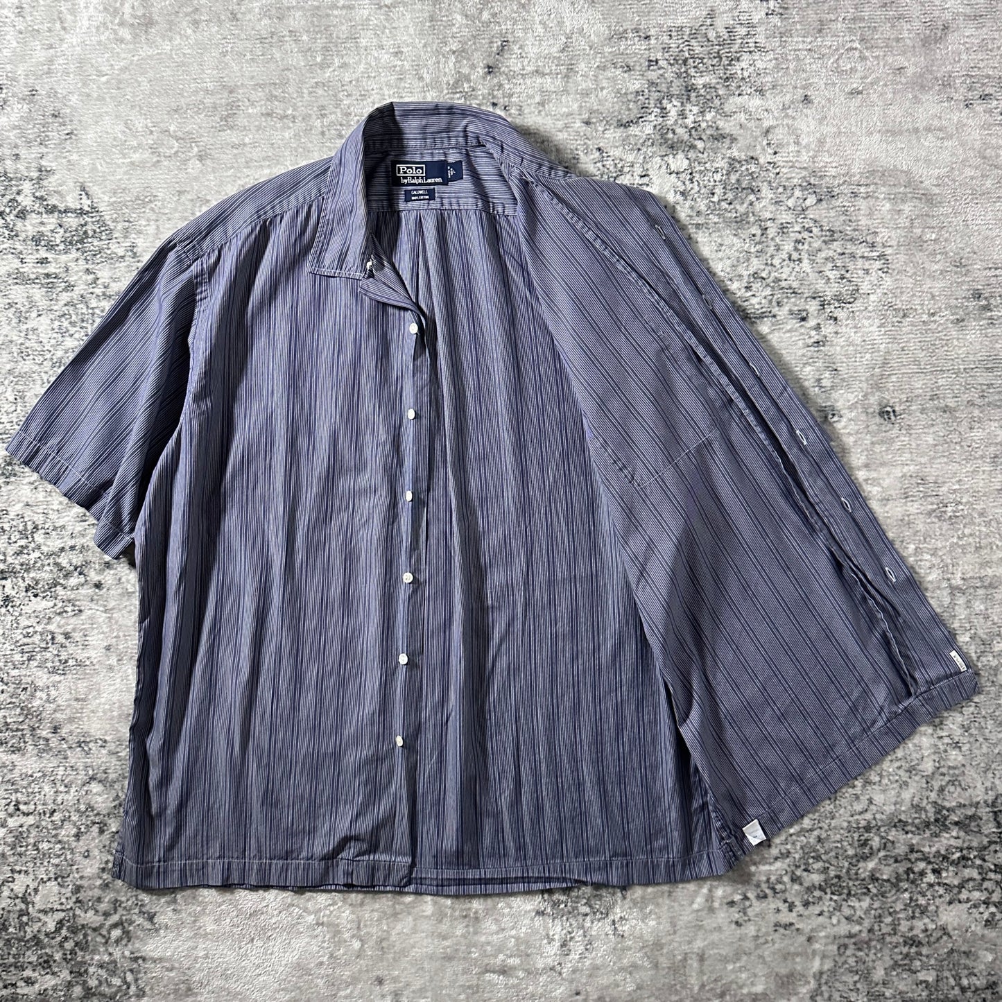 Polo by Ralph Lauren Caldwell Cotton Navy Stripe Camp Shirt – L