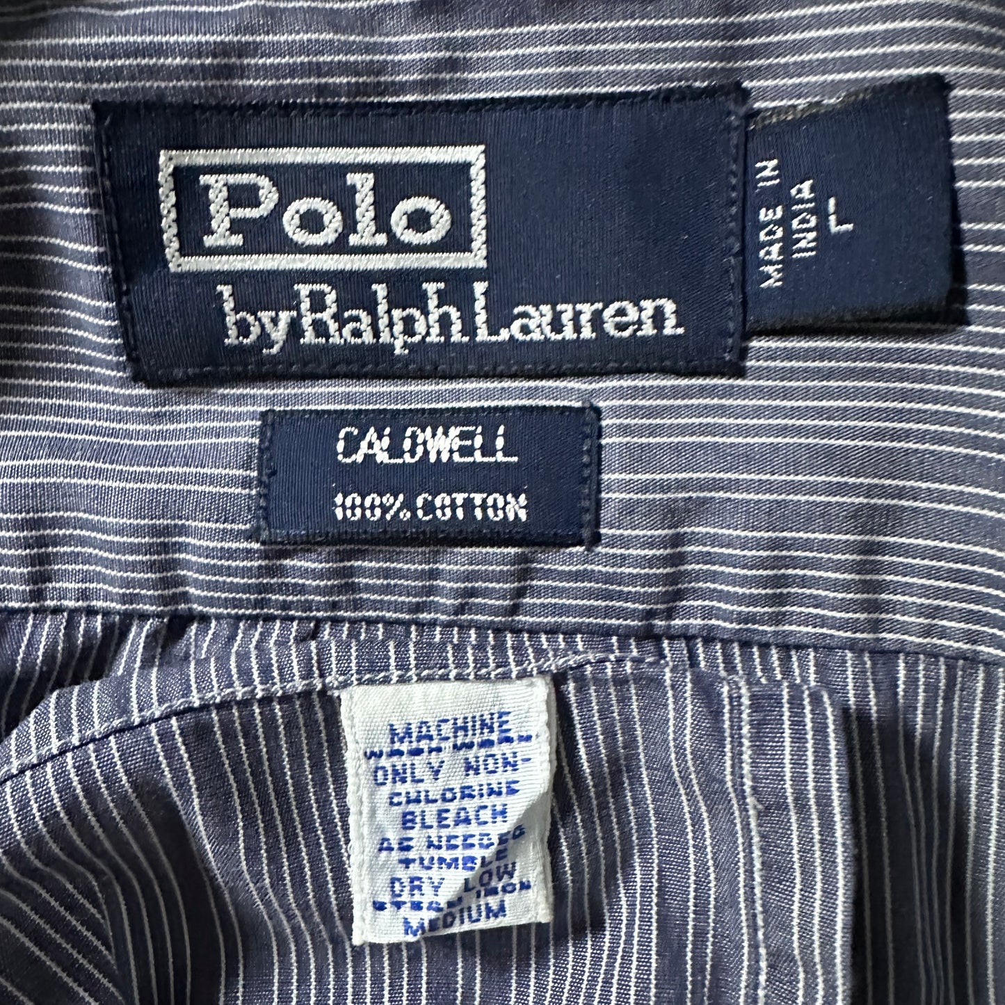 Polo by Ralph Lauren Caldwell Cotton Navy Stripe Camp Shirt – L