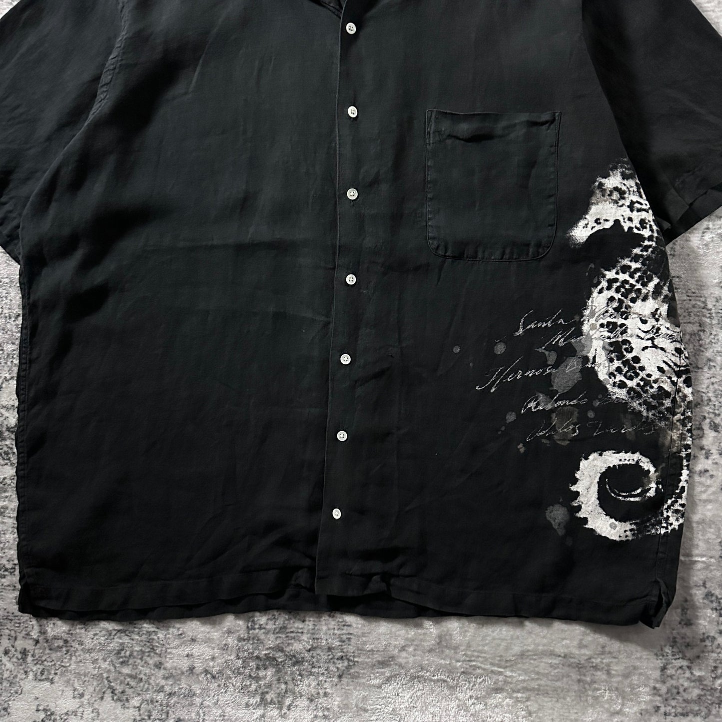 Polo by Ralph Lauren Linen Black Graphic Camp Shirt – 2XB Big