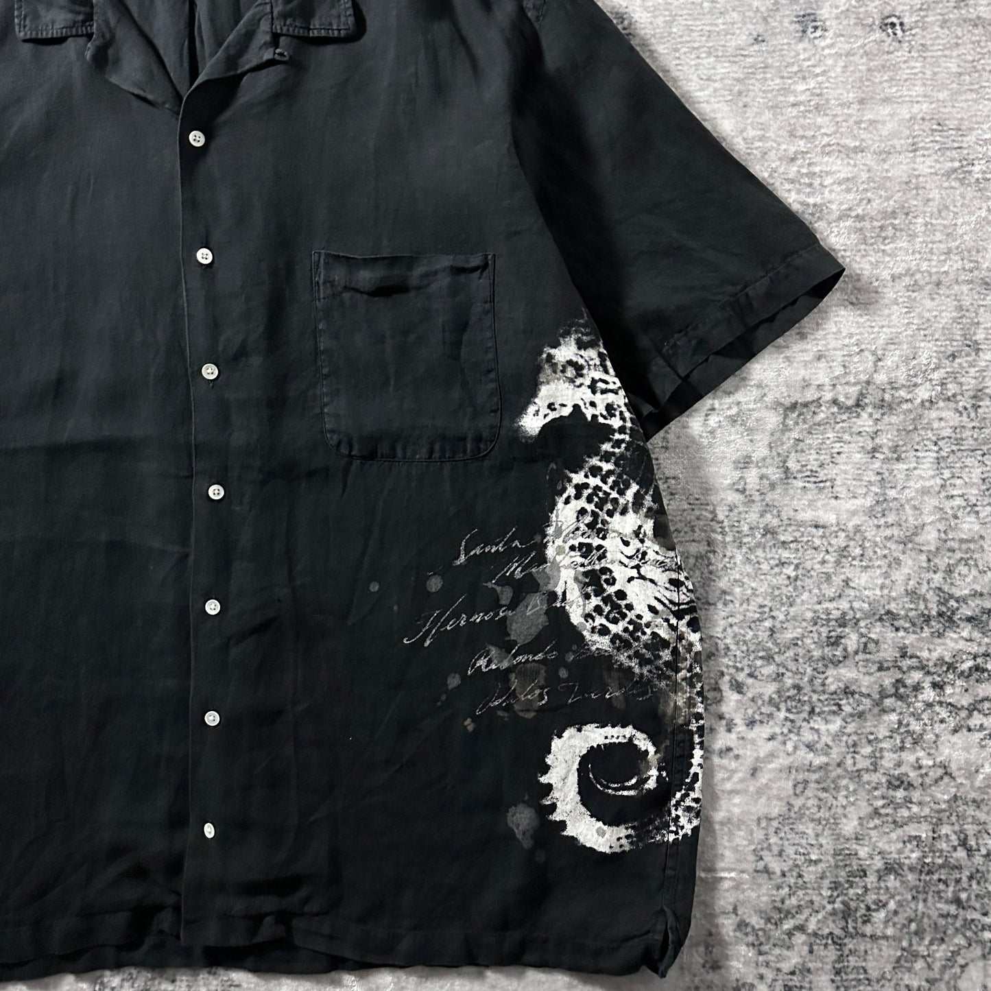 Polo by Ralph Lauren Linen Black Graphic Camp Shirt – 2XB Big