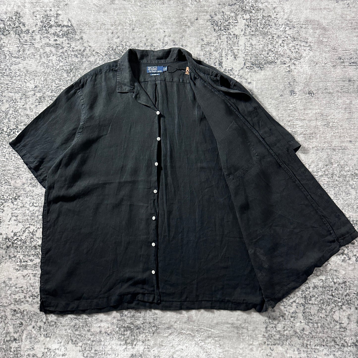 Polo by Ralph Lauren Linen Black Graphic Camp Shirt – 2XB Big
