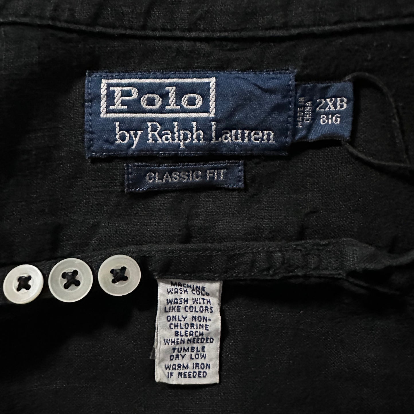Polo by Ralph Lauren Linen Black Graphic Camp Shirt – 2XB Big