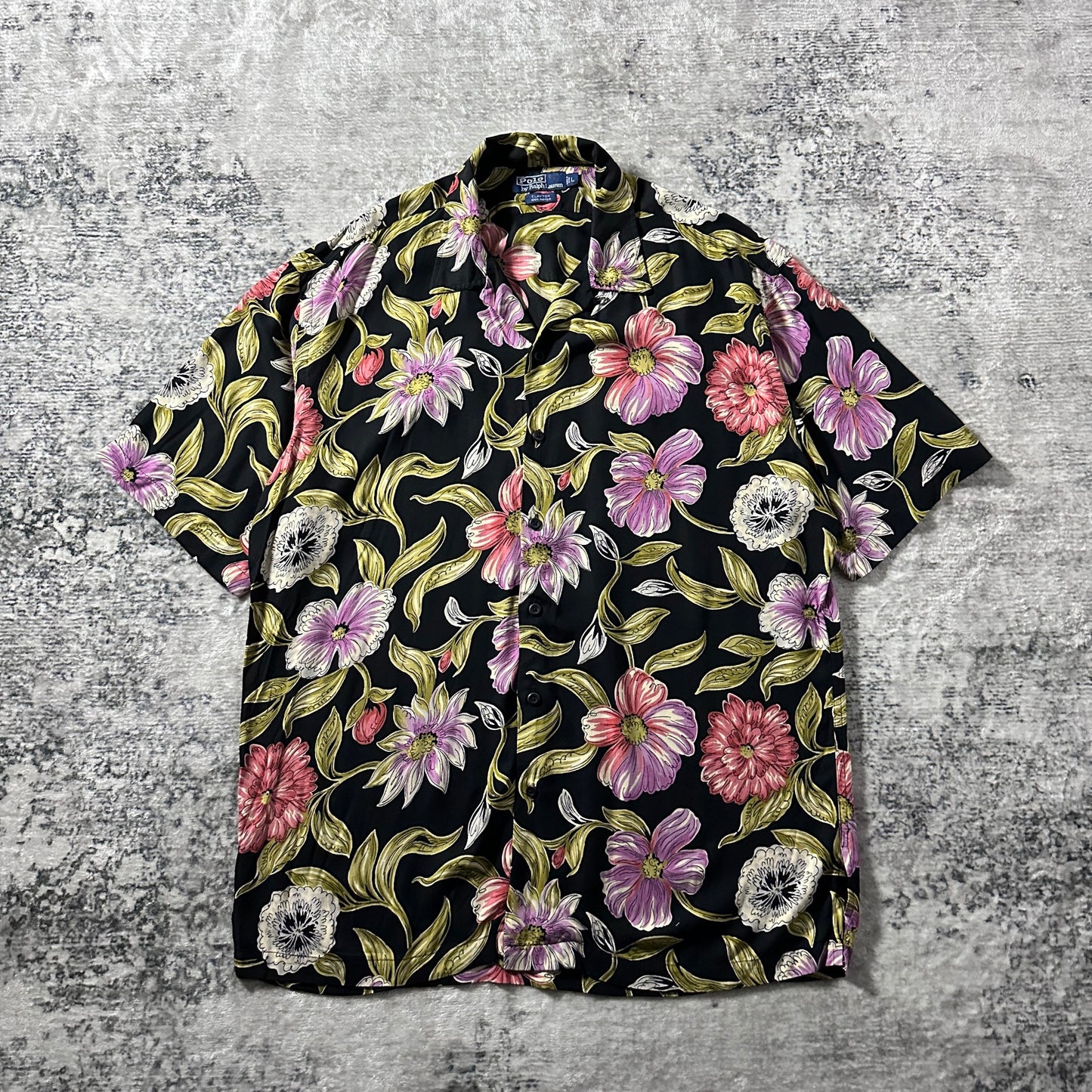 Polo by Ralph Lauren Clayton Rayon Black Floral Camp Shirt – L