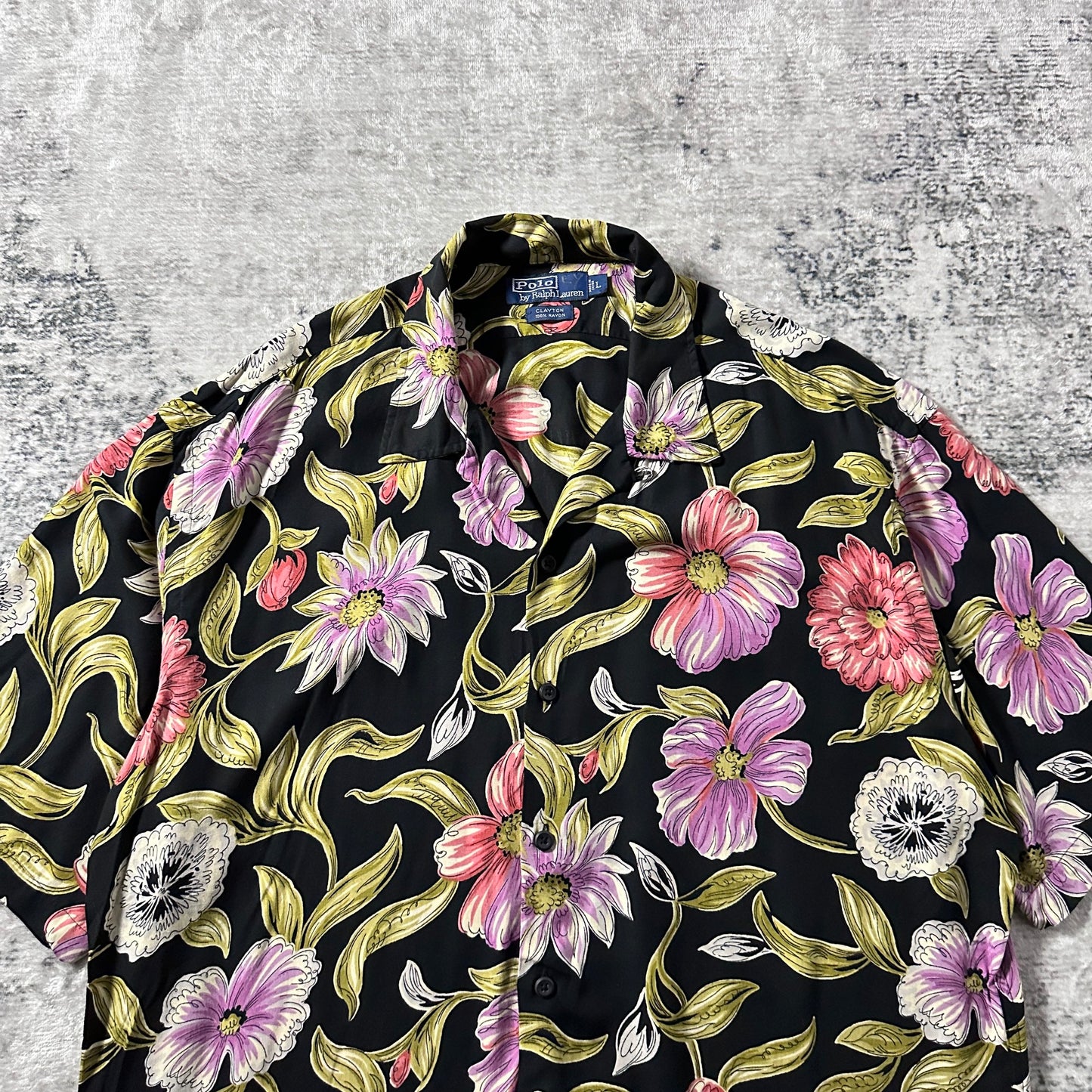 Polo by Ralph Lauren Clayton Rayon Black Floral Camp Shirt – L
