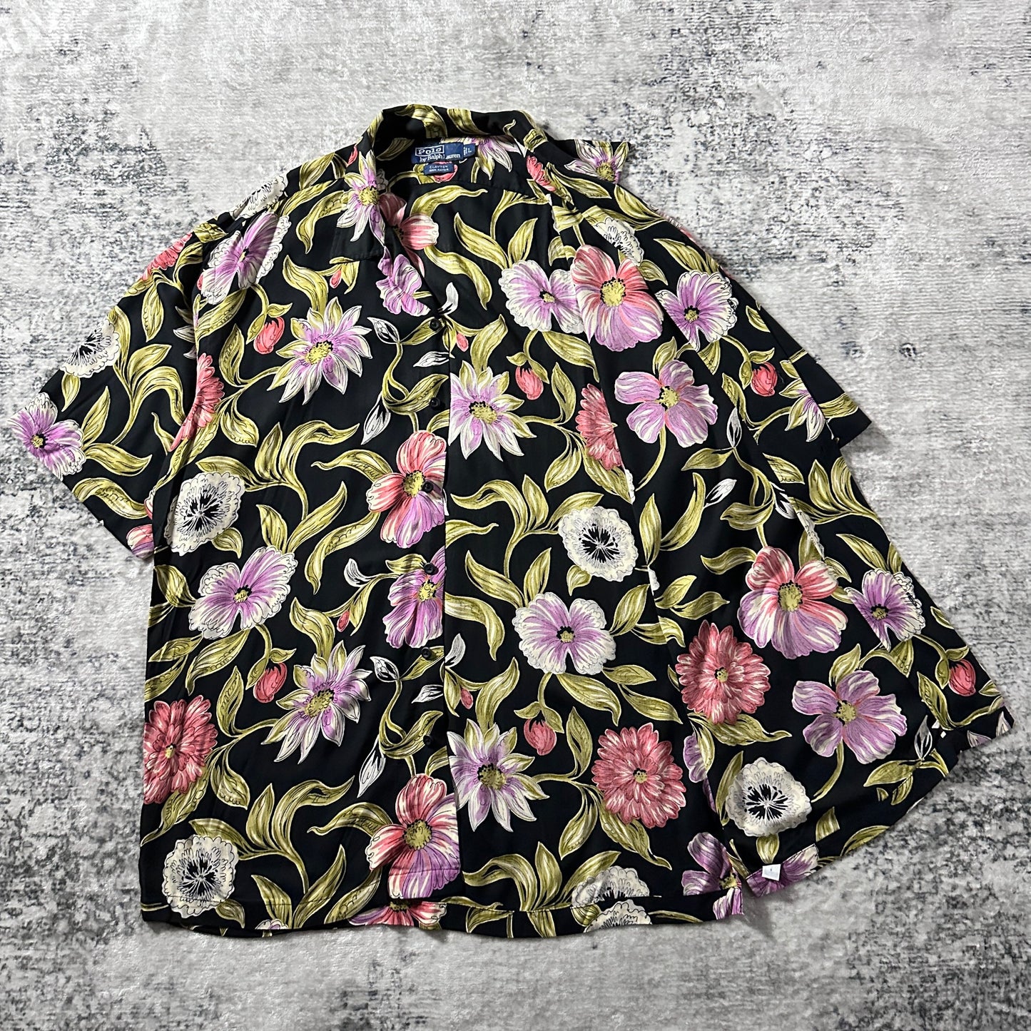 Polo by Ralph Lauren Clayton Rayon Black Floral Camp Shirt – L