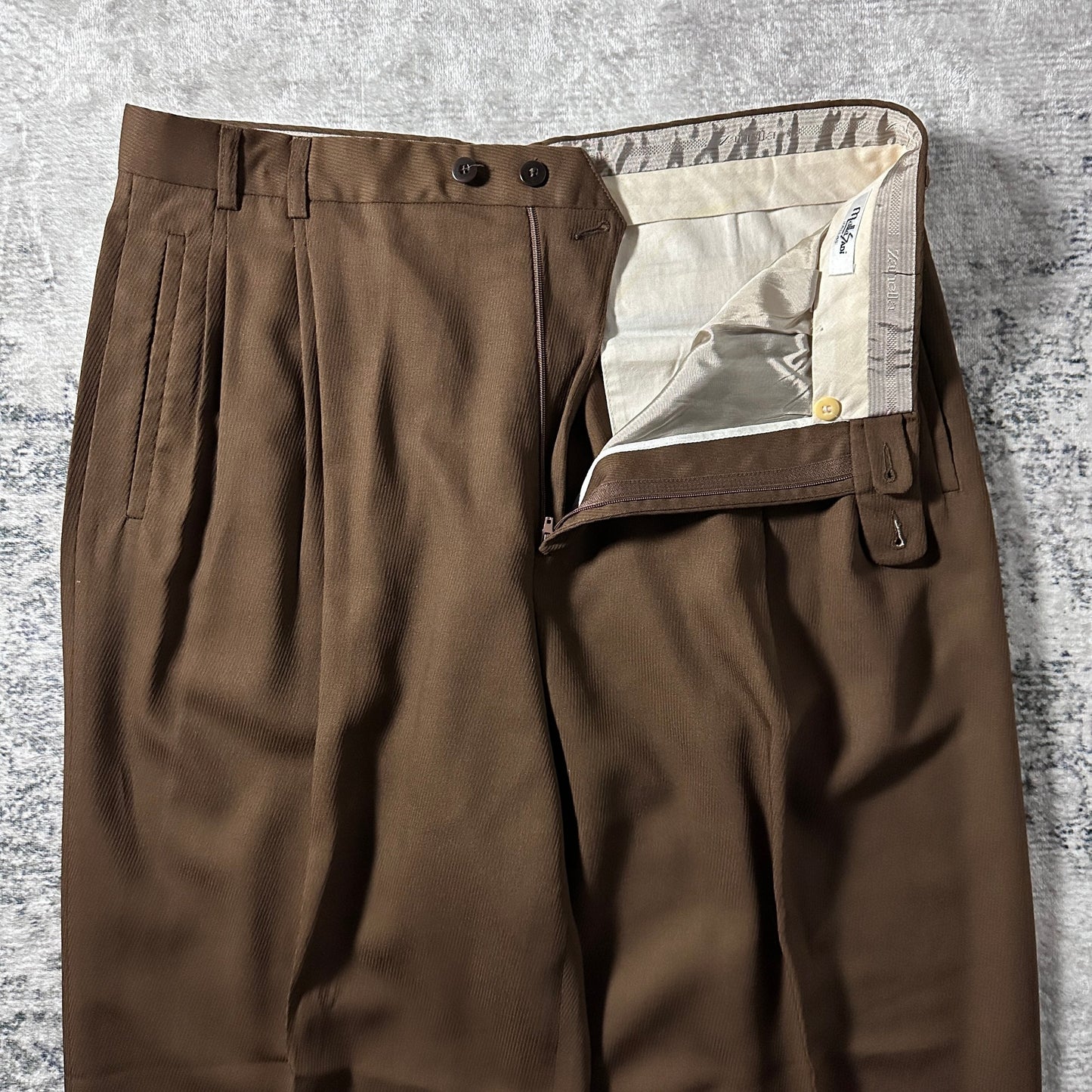 Zanella Wool Brown Pleated Trousers – 36