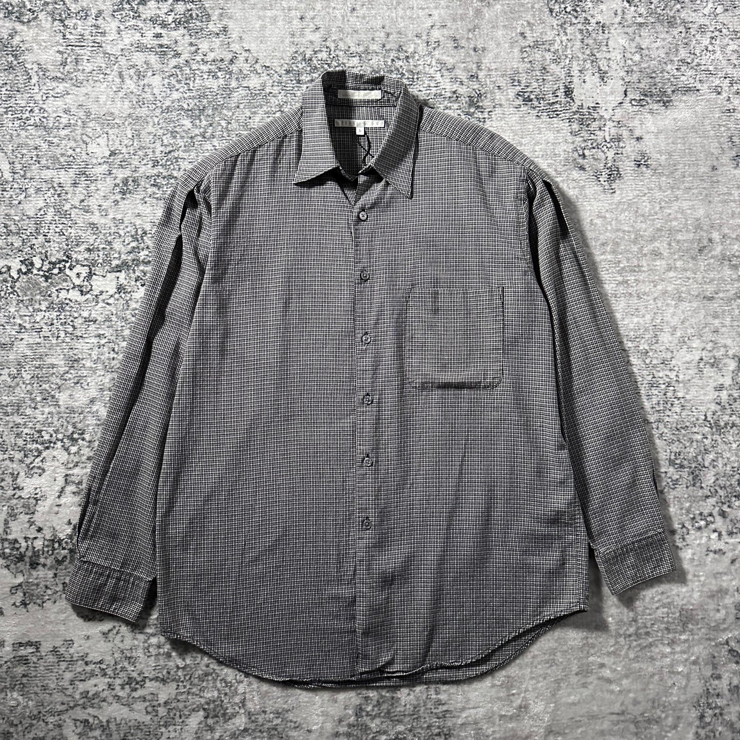 Perry Ellis Gray Micro Check Long Sleeve Shirt – M