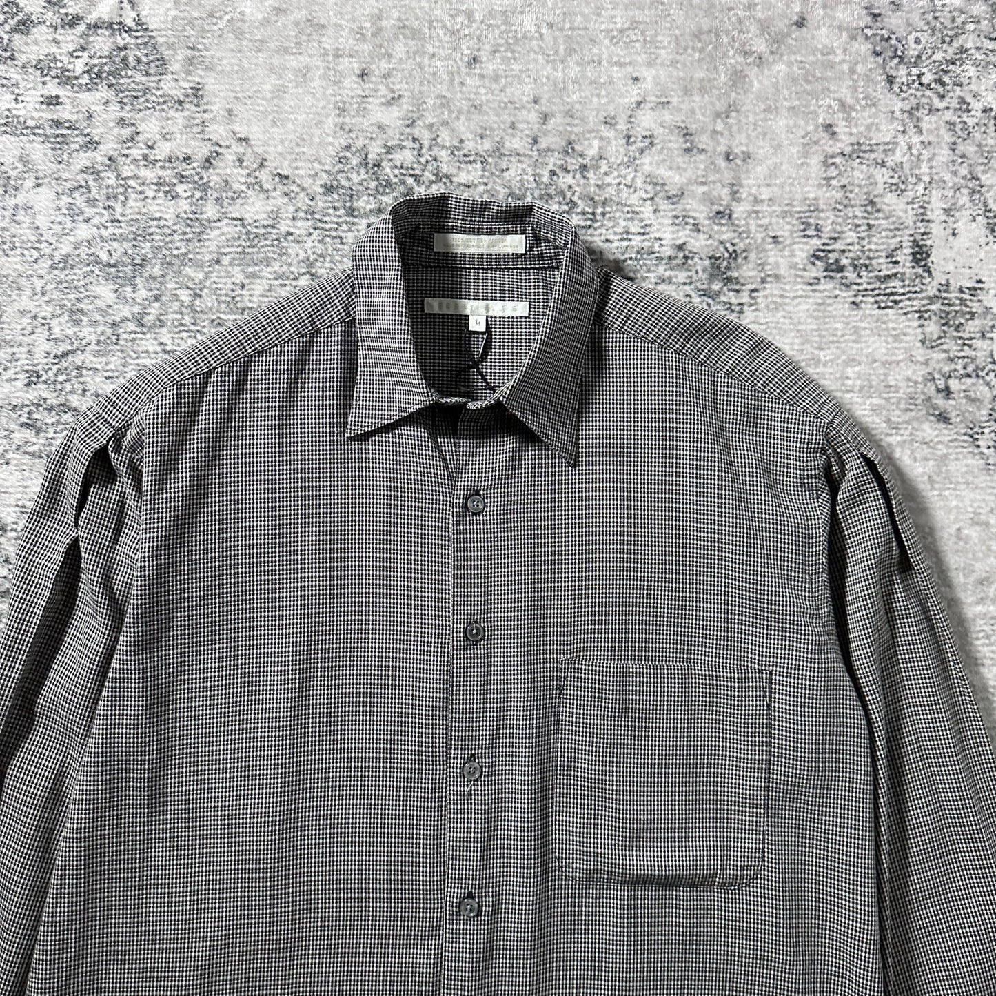 Perry Ellis Gray Micro Check Long Sleeve Shirt – M