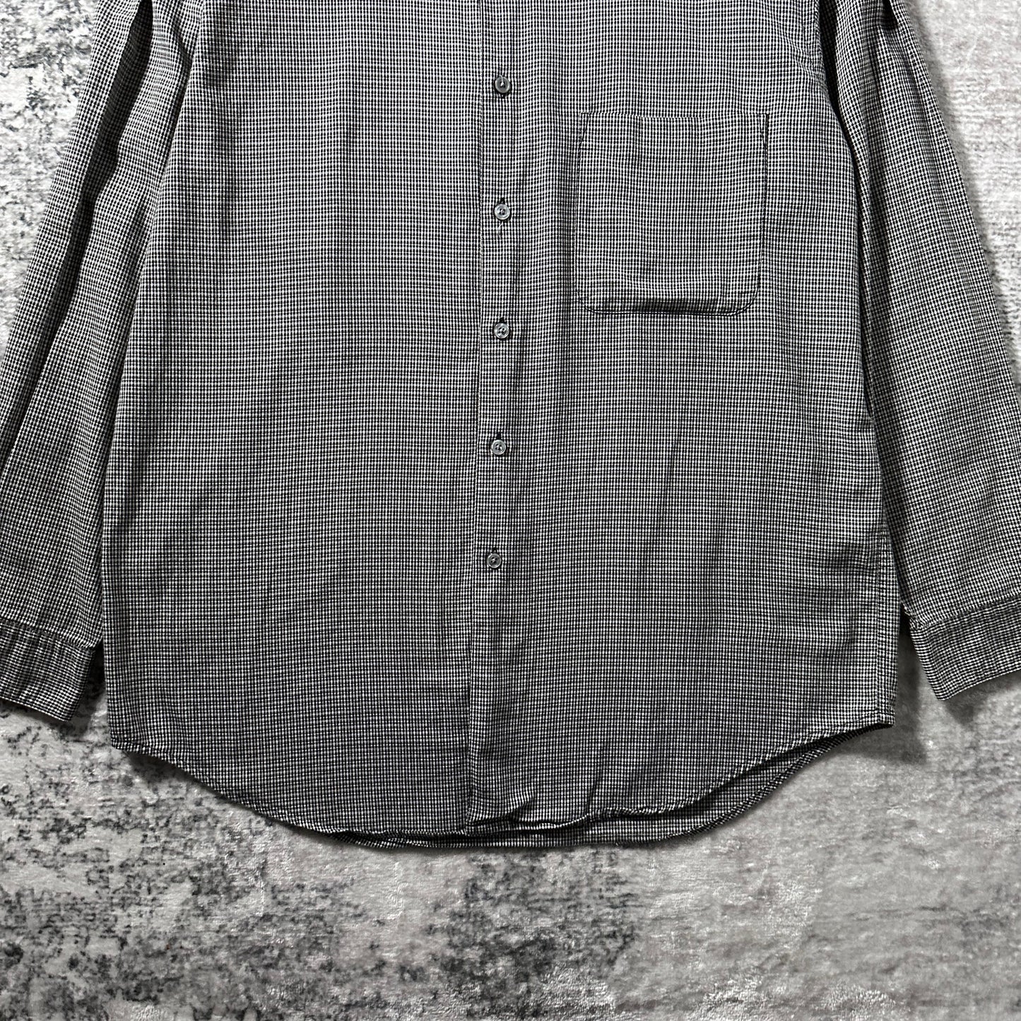 Perry Ellis Gray Micro Check Long Sleeve Shirt – M