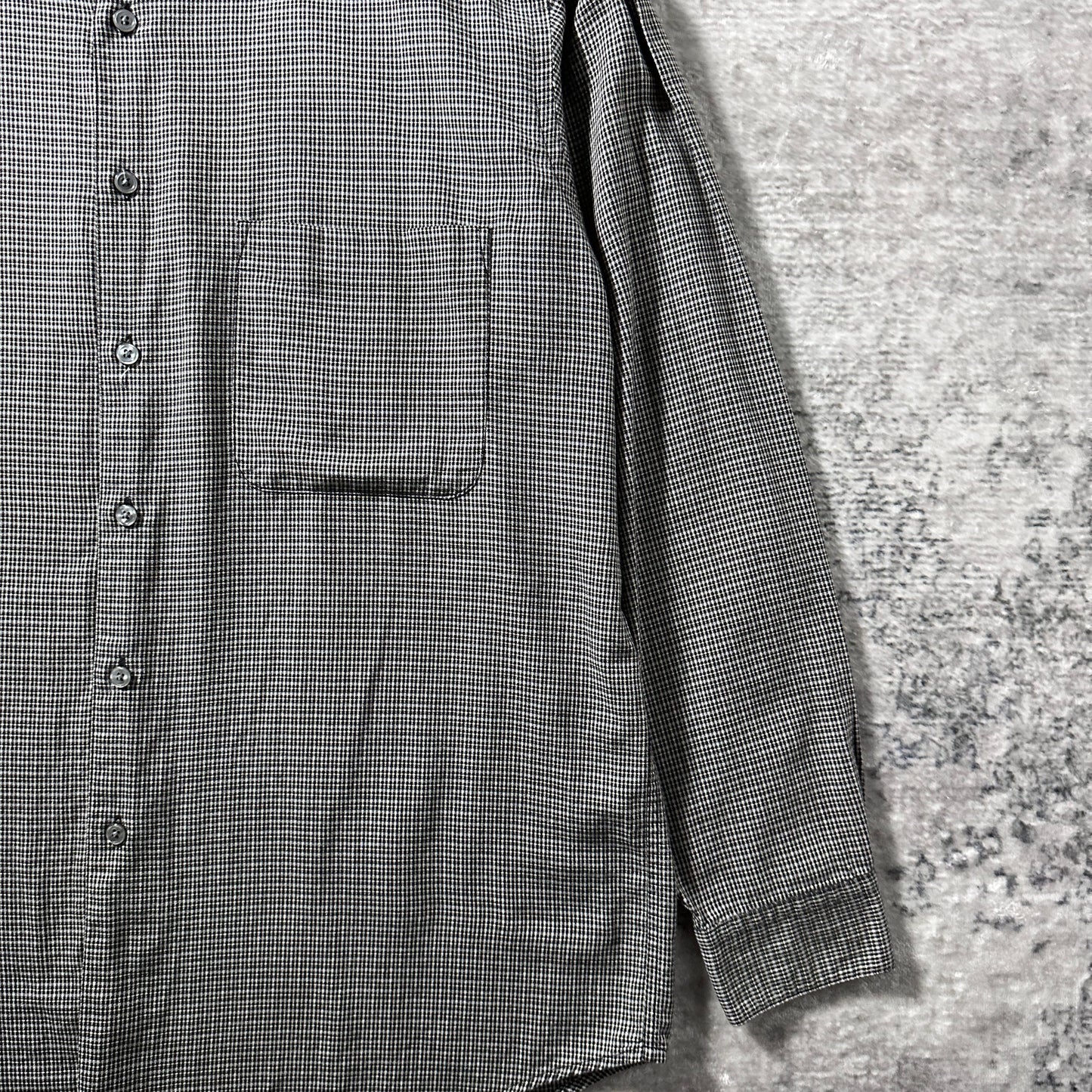 Perry Ellis Gray Micro Check Long Sleeve Shirt – M