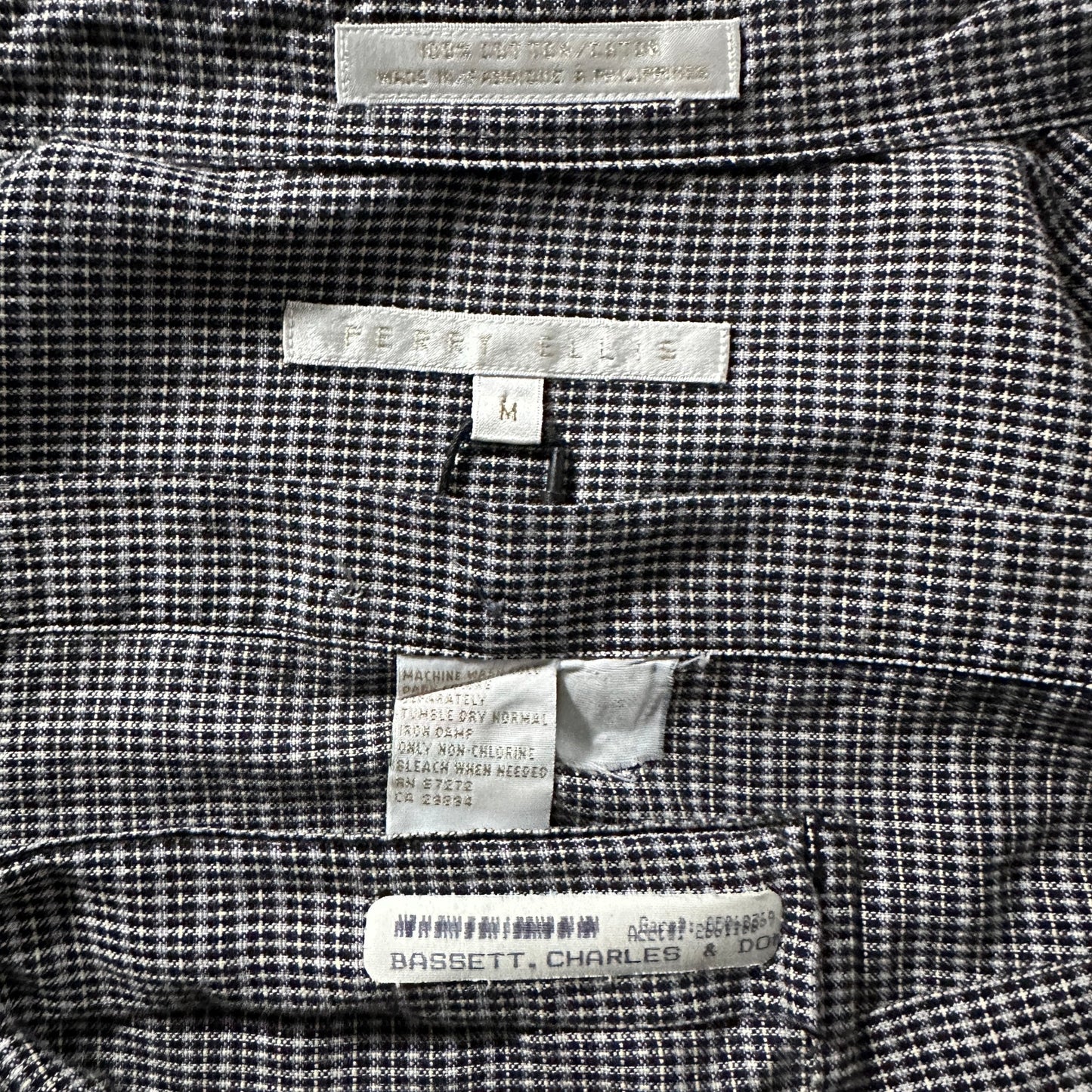 Perry Ellis Gray Micro Check Long Sleeve Shirt – M