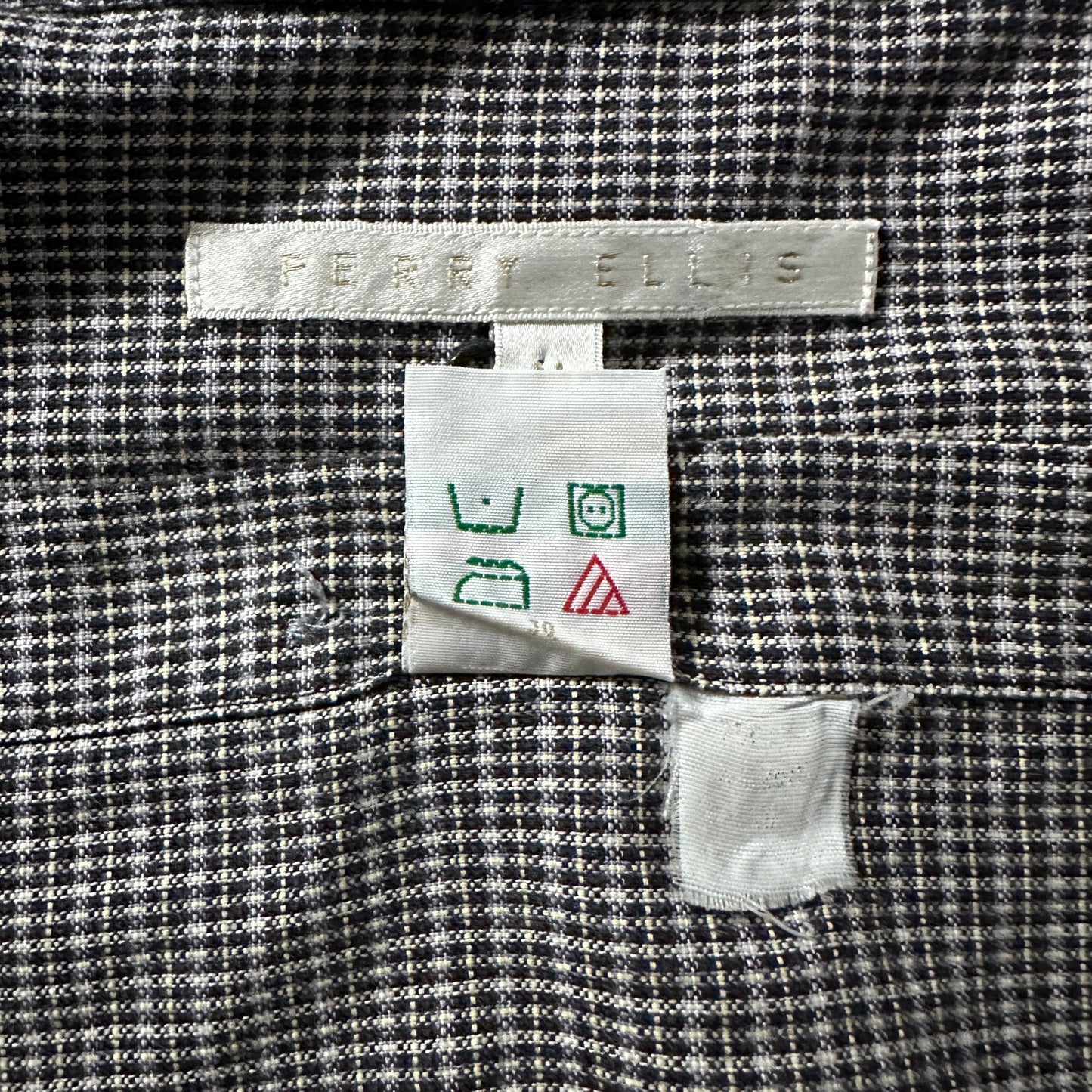 Perry Ellis Gray Micro Check Long Sleeve Shirt – M
