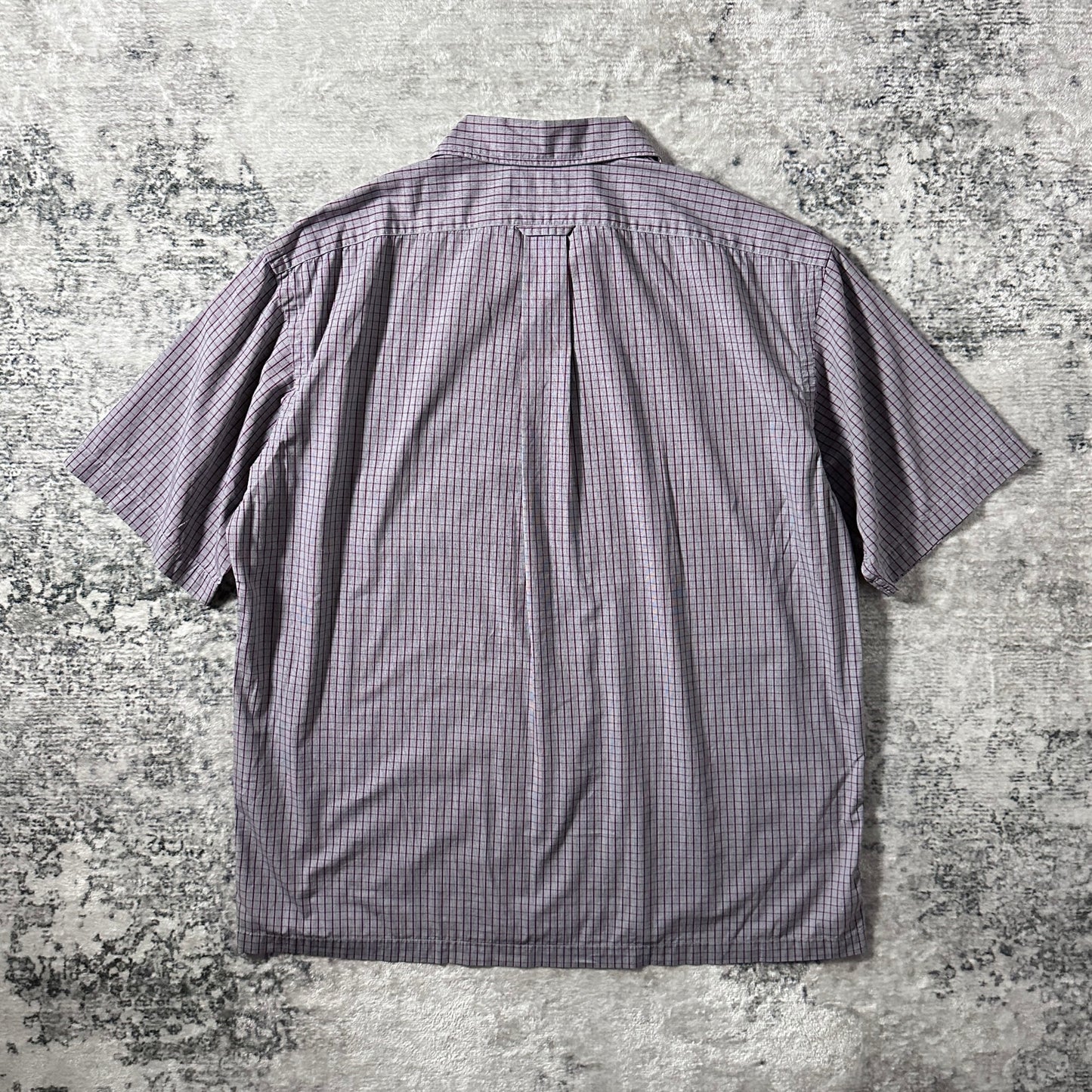 Caldwell 100% Cotton Gray Burgundy Check Short Sleeve Shirt – L Polo by Ralph Lauren