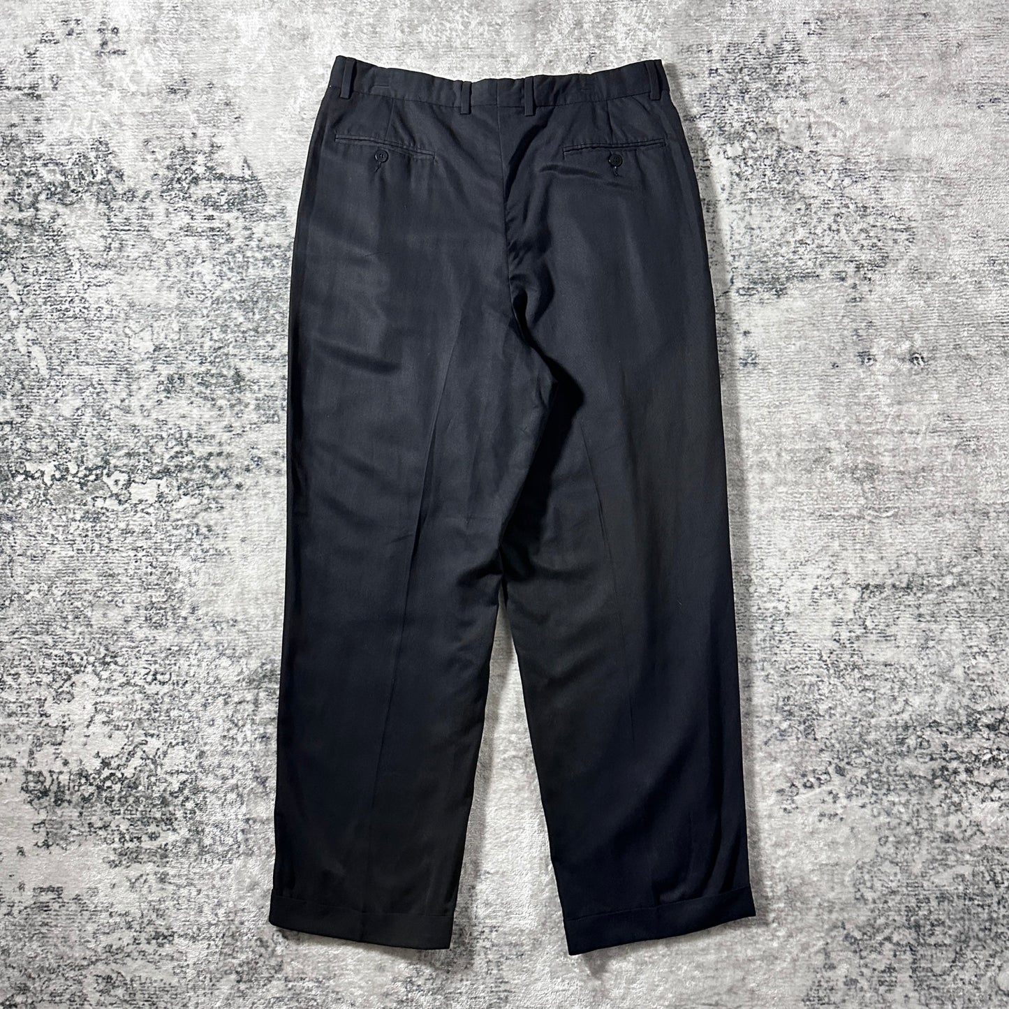 Silk Rayon Black Pleated Trousers – 36　Mondo Marco Made in Italy