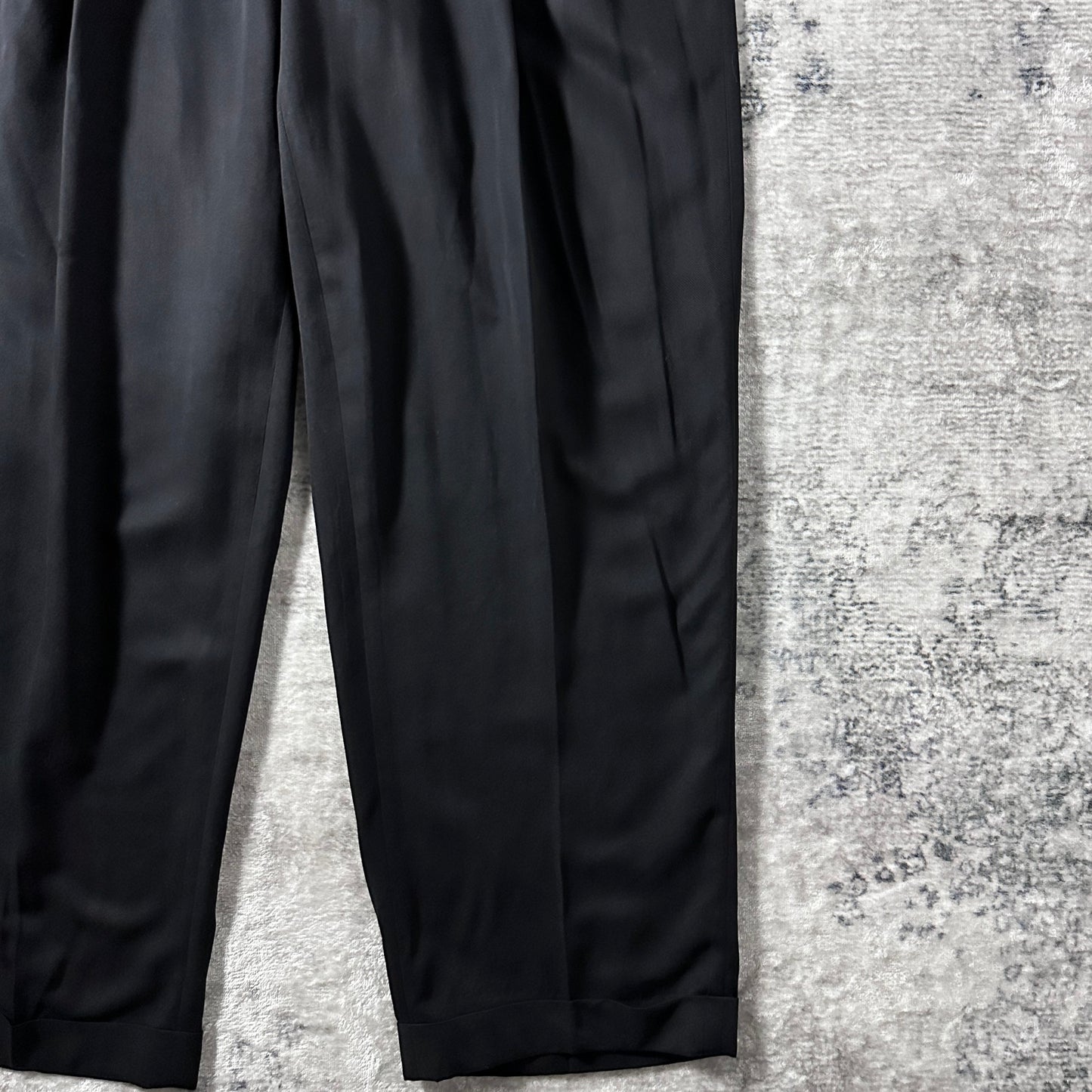 Silk Rayon Black Pleated Trousers – 36　Mondo Marco Made in Italy