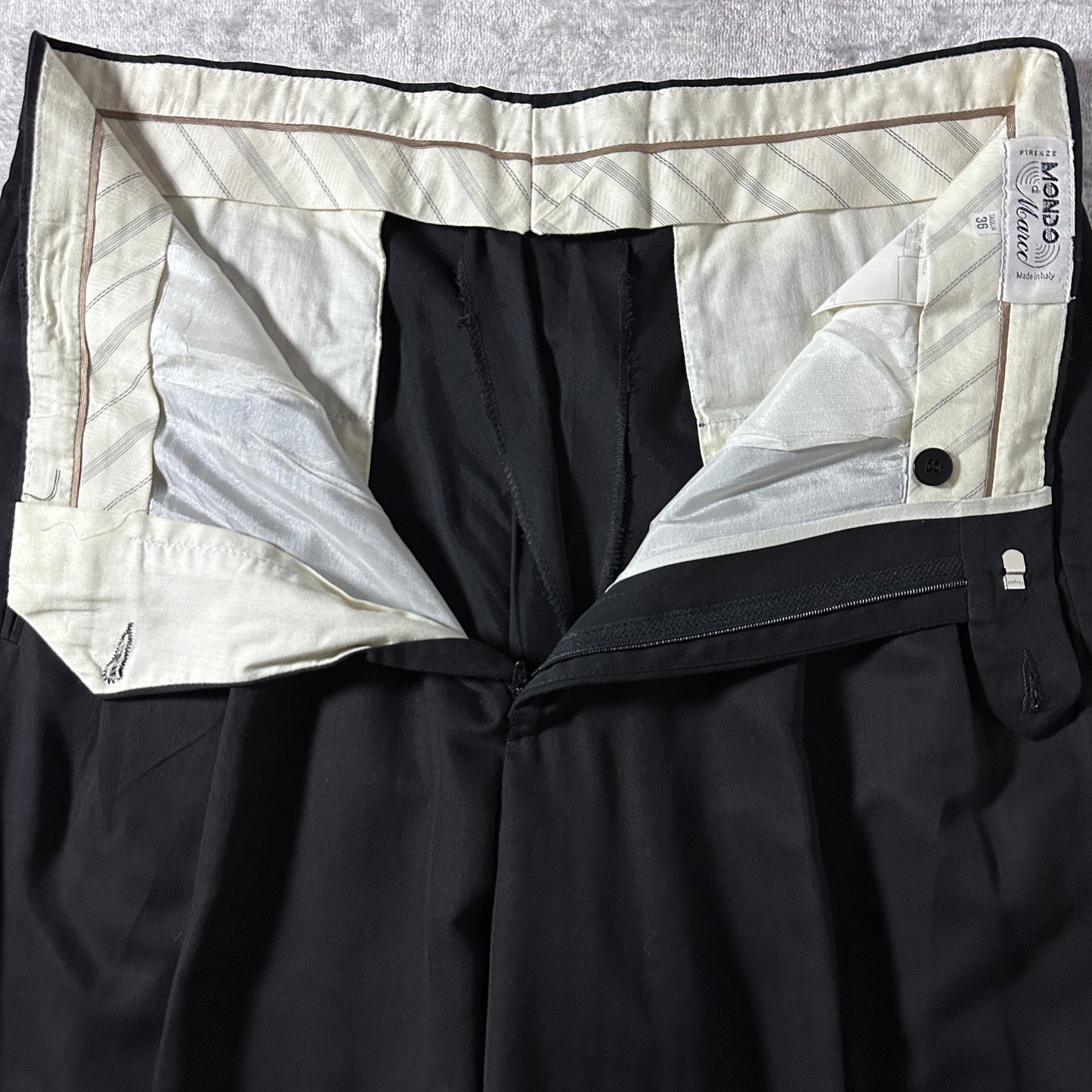 Silk Rayon Black Pleated Trousers – 36　Mondo Marco Made in Italy