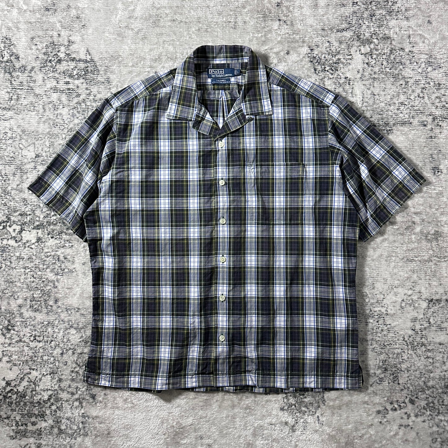 Polo by Ralph Lauren Caldwell Cotton Silk Green Navy Plaid Shirt – L