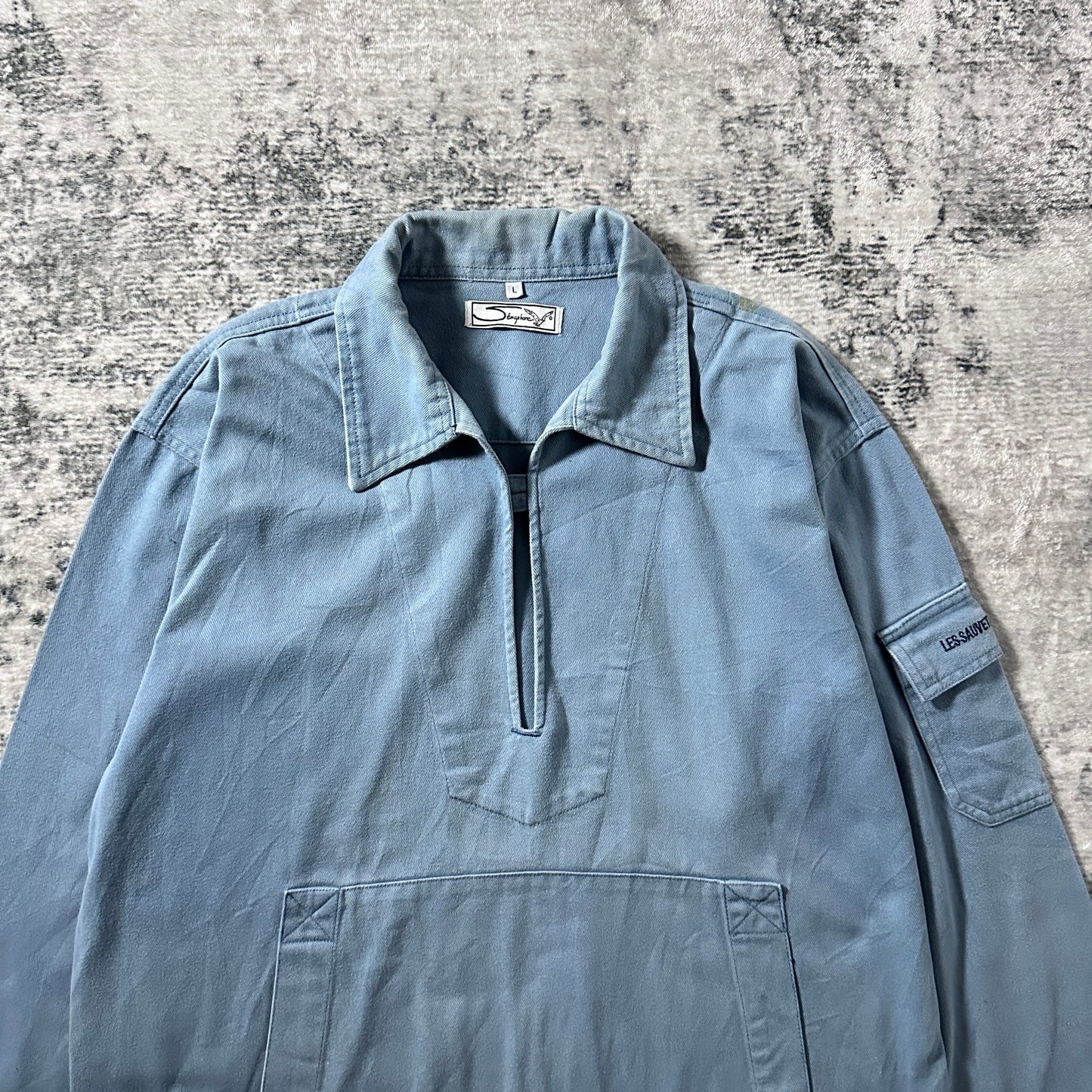 Fisherman　Smock　Cotton French　Pullover – L / Faded Blue