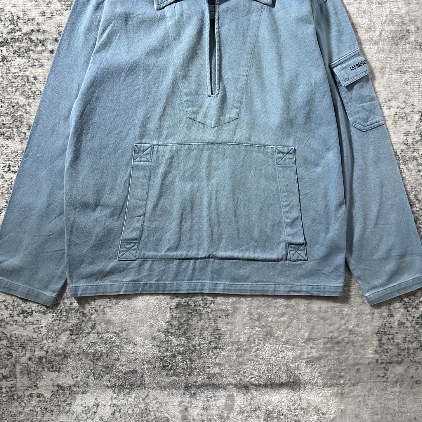 Fisherman　Smock　Cotton French　Pullover – L / Faded Blue