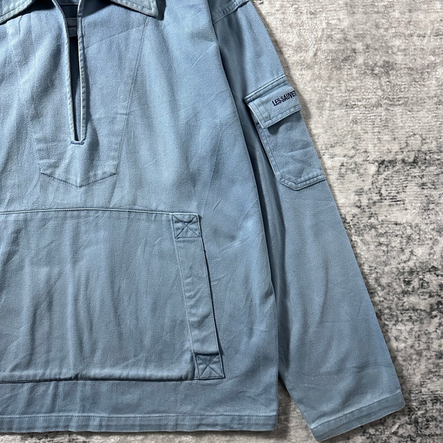 Fisherman　Smock　Cotton French　Pullover – L / Faded Blue